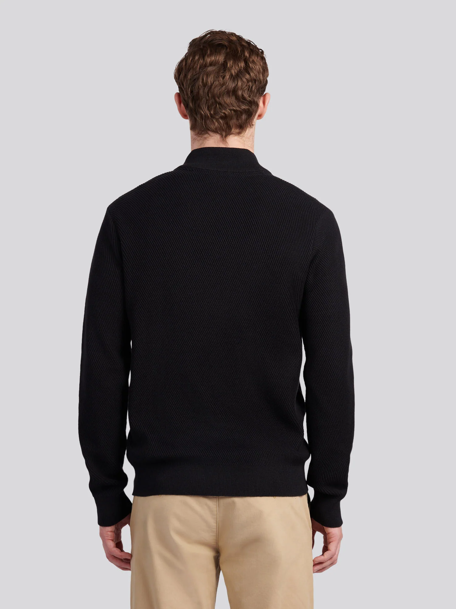 Mens Twill Texture Knit Funnel in Black - Image 4