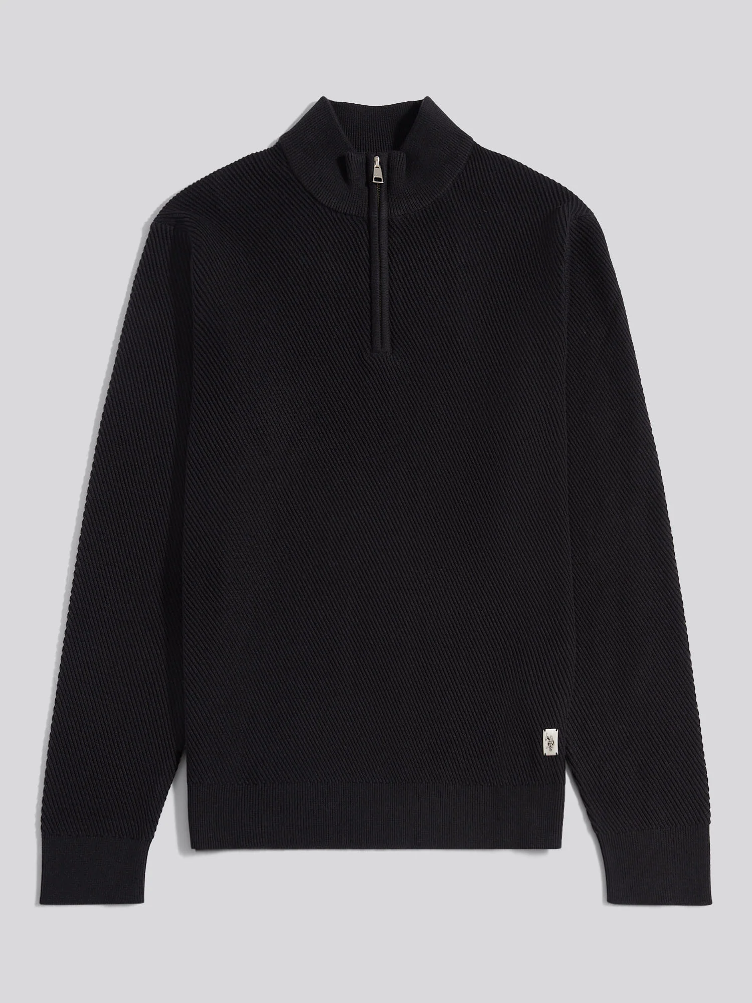 Mens Twill Texture Knit Funnel in Black - Image 5