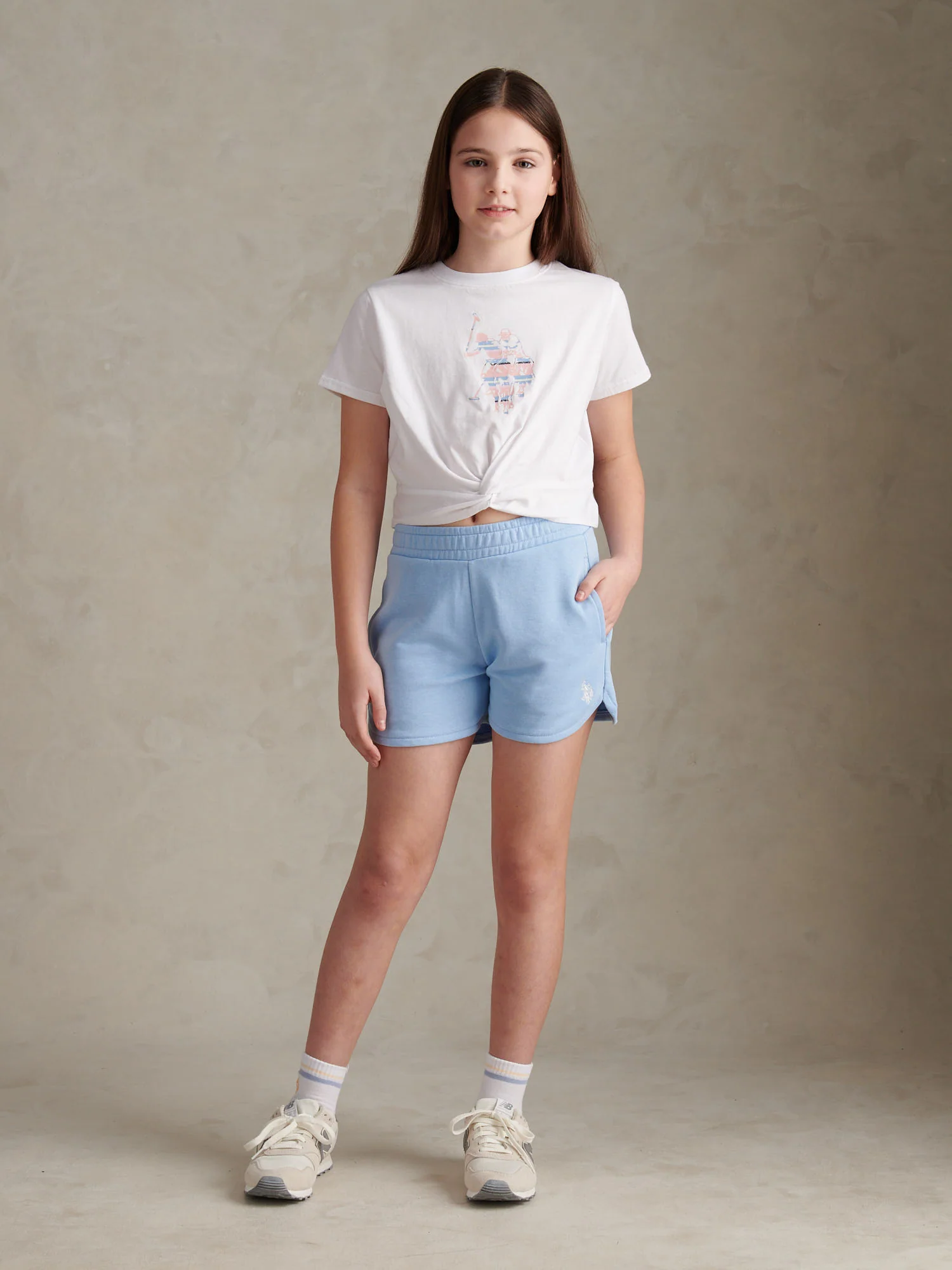 Girls Twist Front Graphic T-Shirt & Shorts Set Open Air