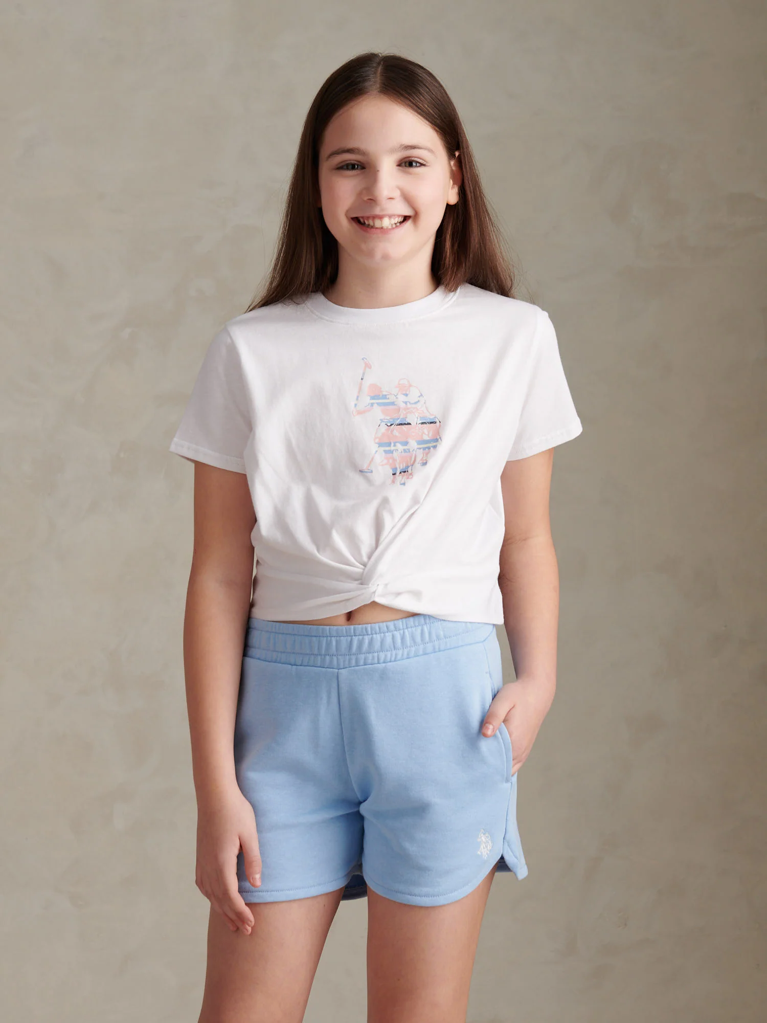 Girls Twist Front Graphic T-Shirt & Shorts Set Open Air - Image 3