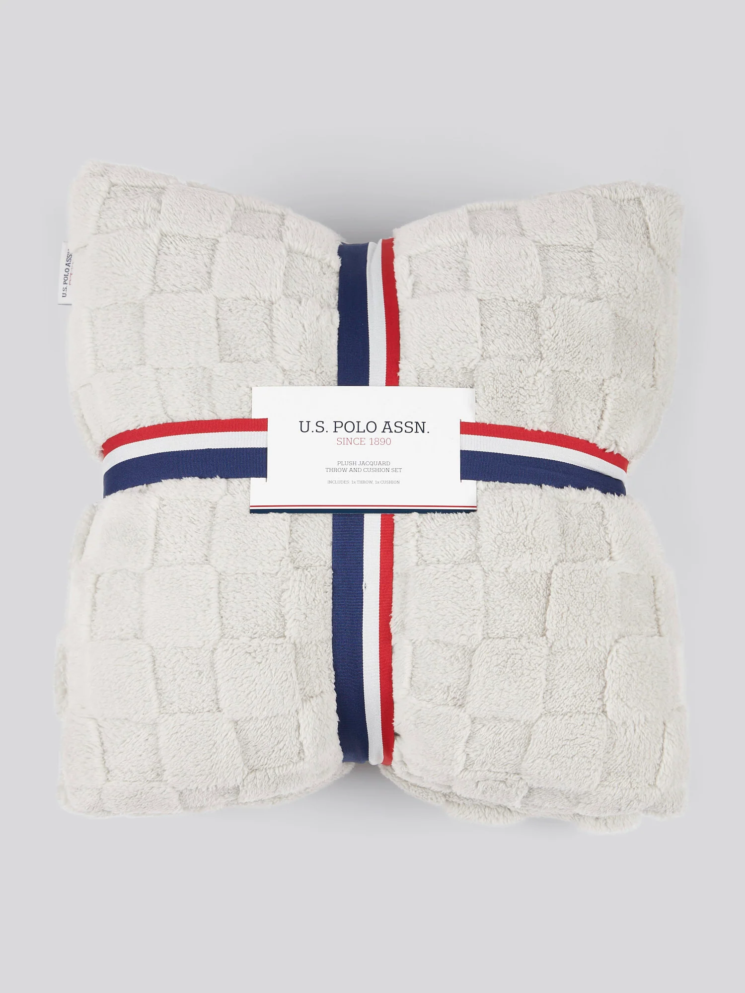Plush Jacquard Throw & Cushion Set in Vapor Blue