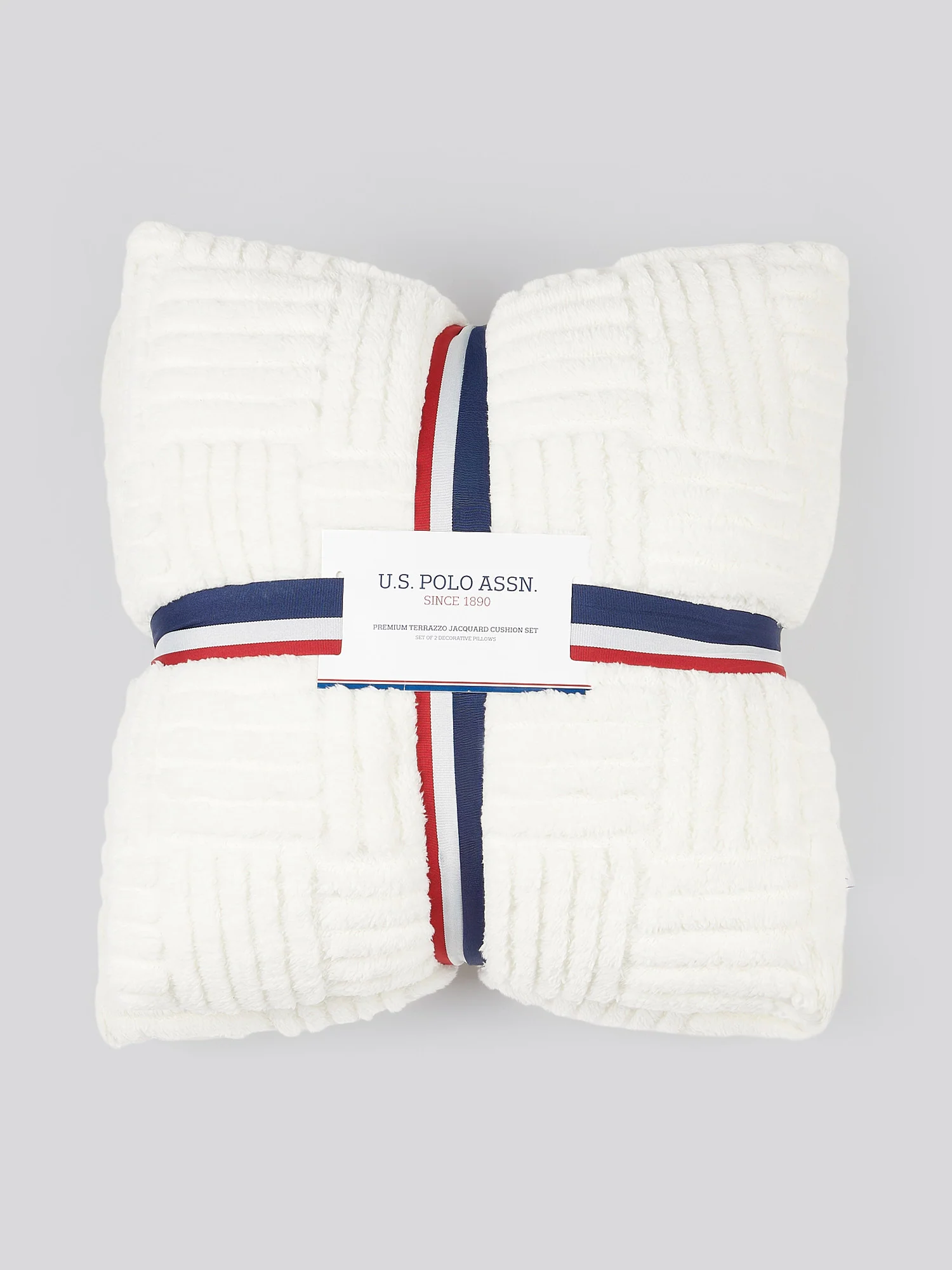 Premium Terrazzo Jacquard 2-Cushion Set in Bright White - Image 3