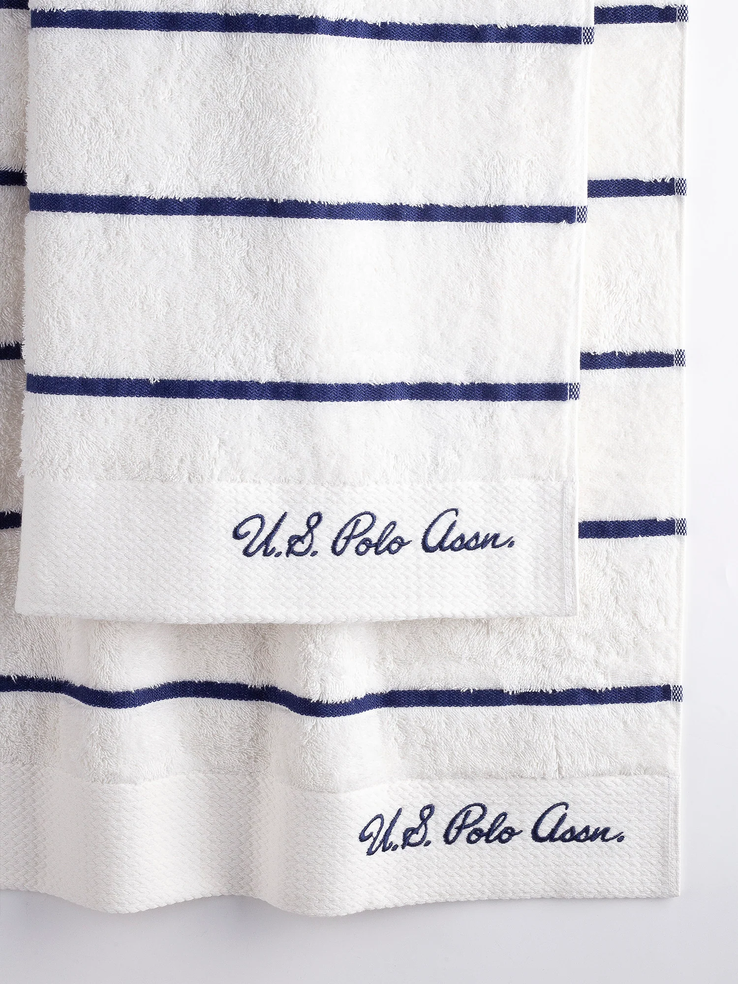 Pure Cotton Satin Stripe Towel Bale in Bright White - Image 4