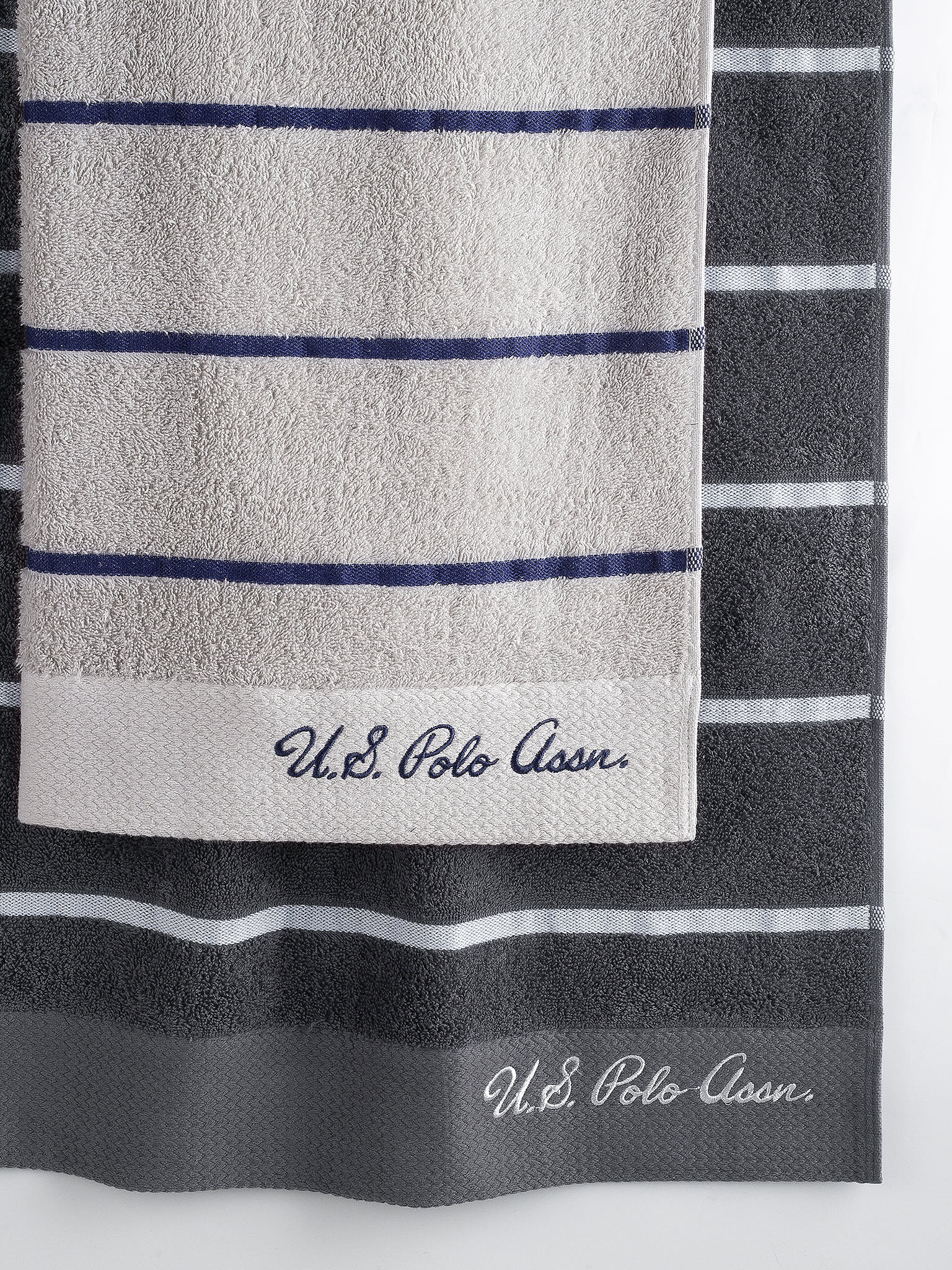 Pure Cotton Satin Stripe Towel Bale in Vapor Blue - Image 2