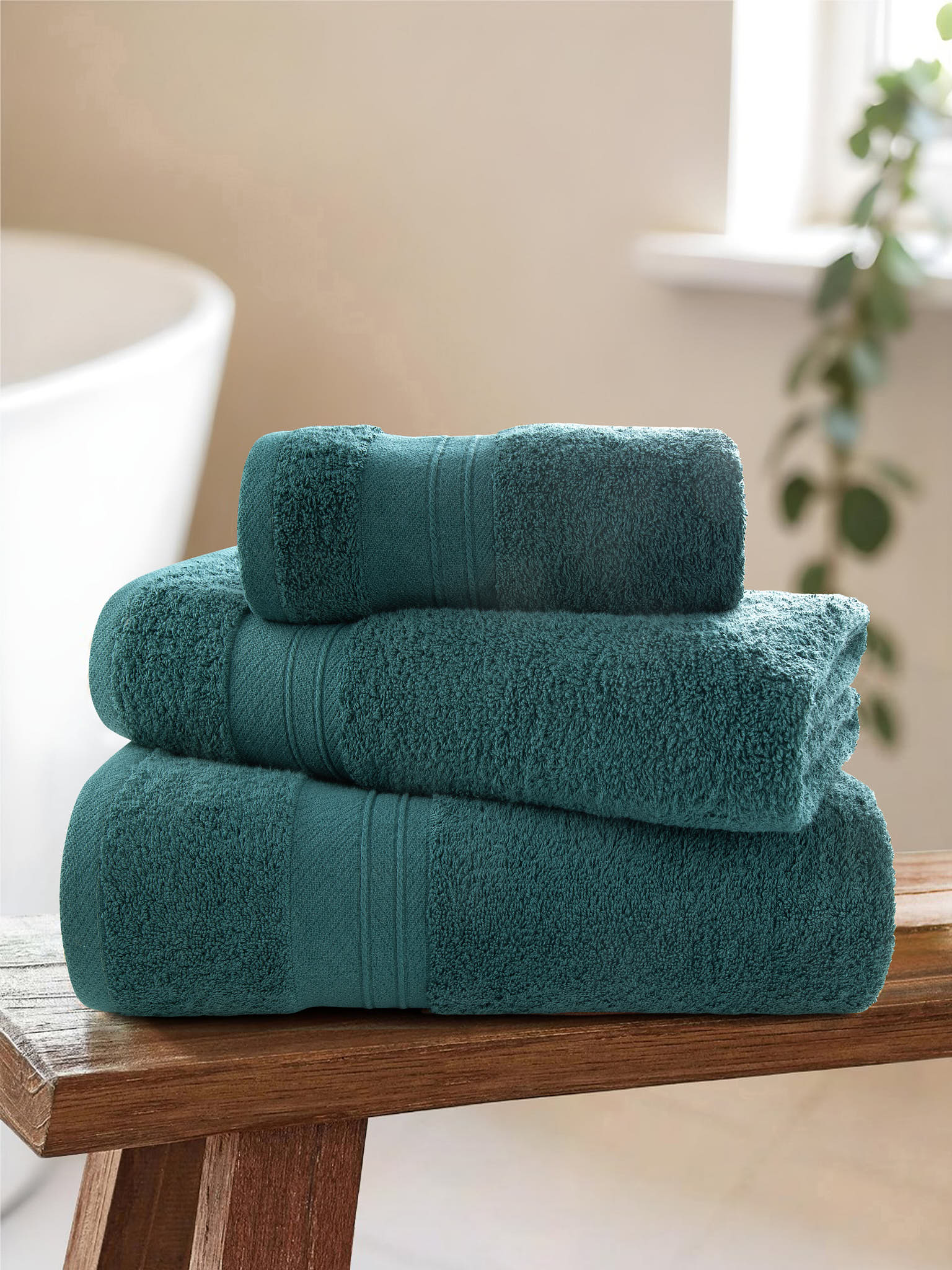 Super Soft Pure Cotton Towel in Shaded Spruce - Image 2