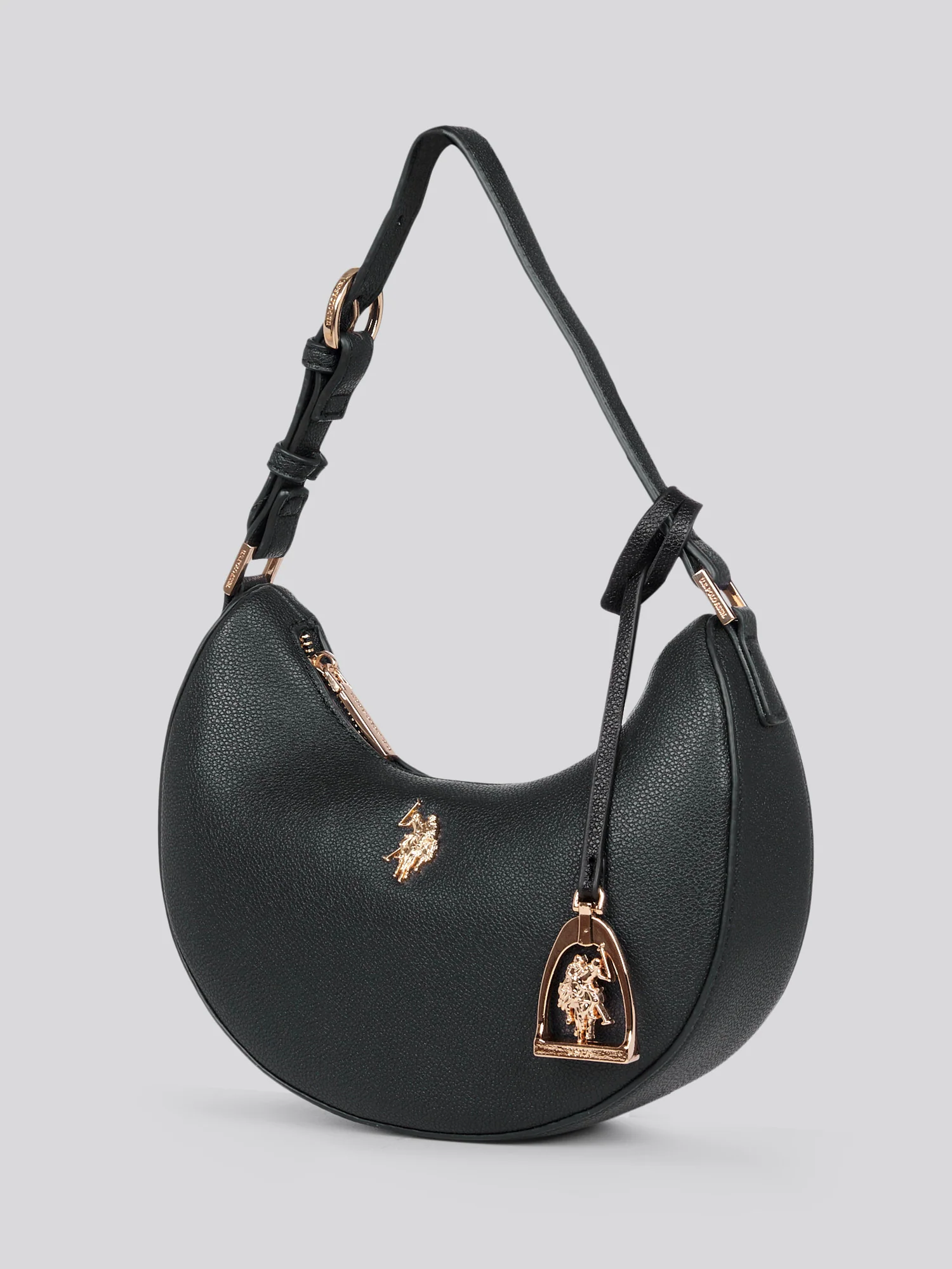 U.S. Polo Assn. Womens Jones Small Round Hobo Bag in Black - Image 5