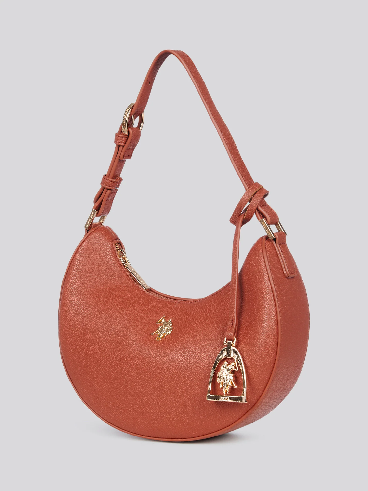 U.S. Polo Assn. Womens Jones Small Round Hobo Bag in Rust - Image 2