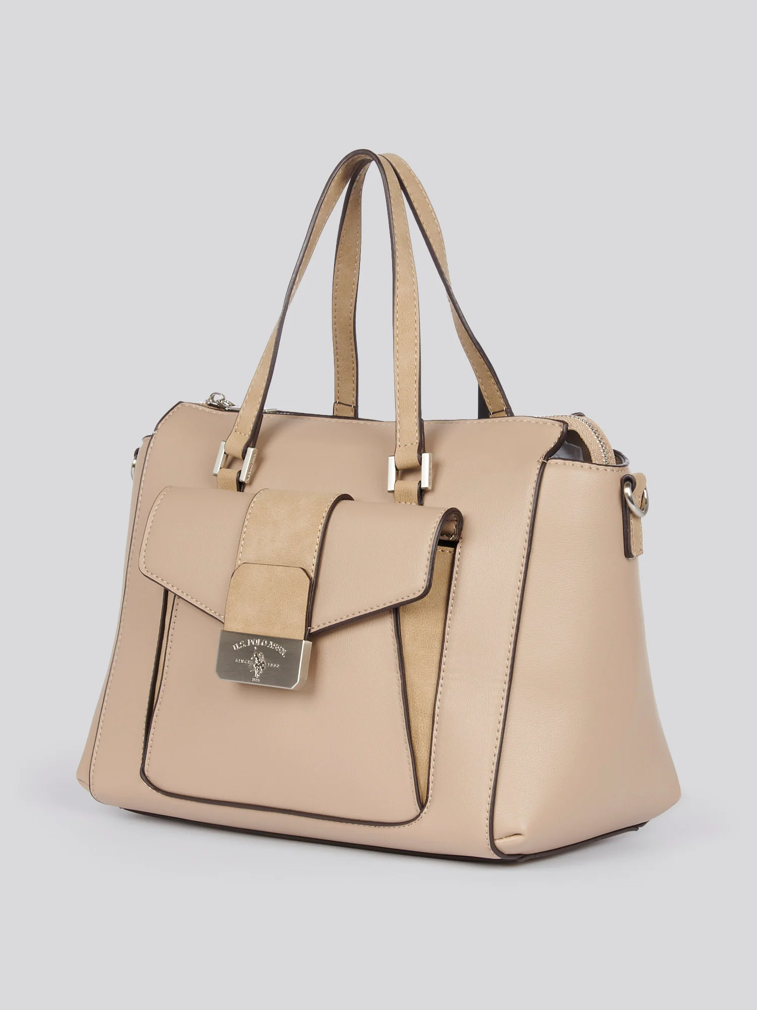 U.S. Polo Assn. Womens Romantic Double Handle Bag in Beige - Image 2