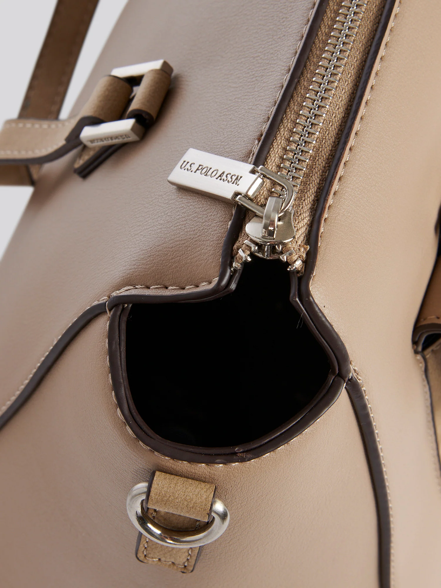 U.S. Polo Assn. Womens Romantic Double Handle Bag in Beige - Image 6