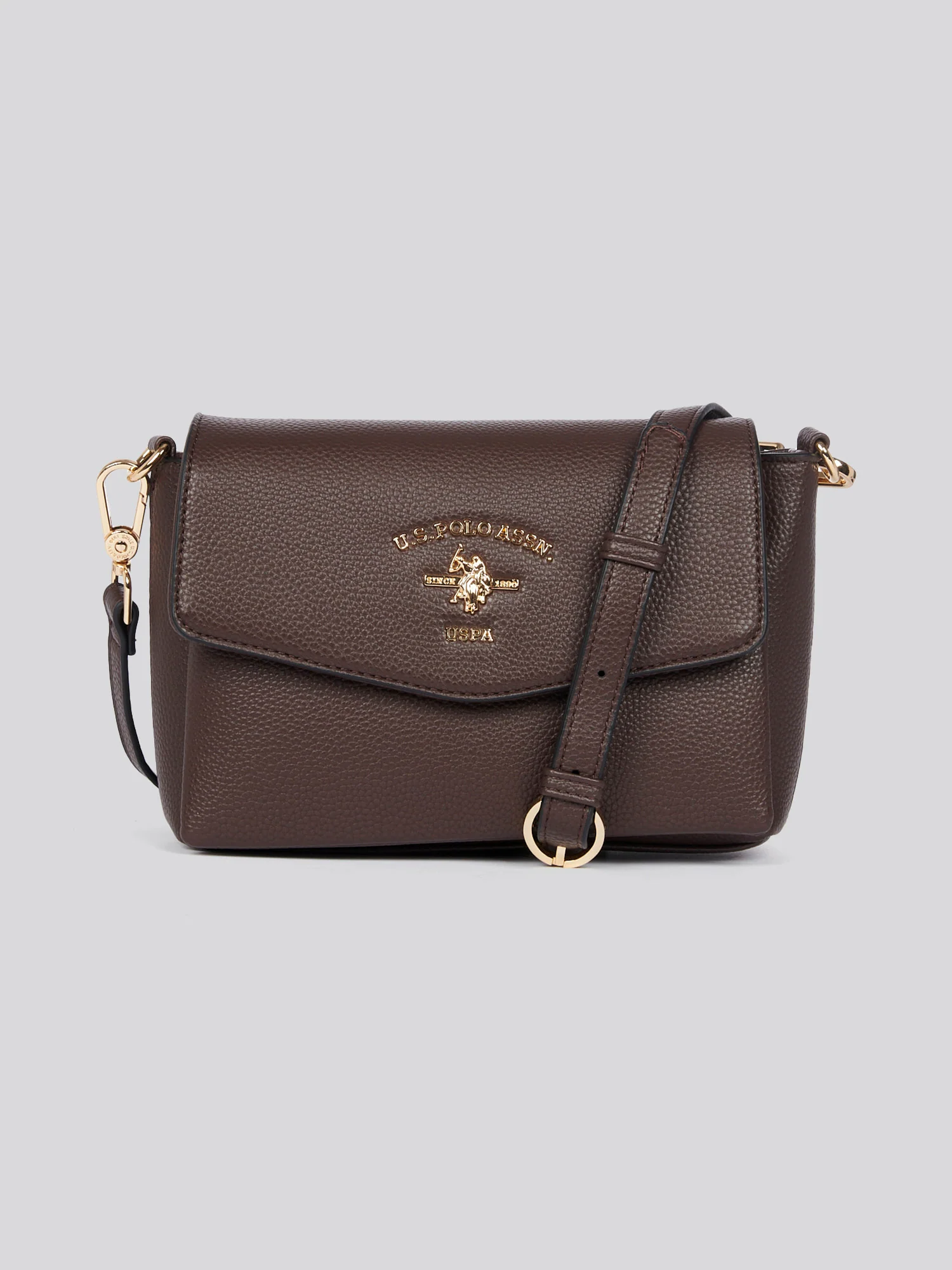 U.S. Polo Assn. Womens Stanford Flap Crossbody Bag in Dark Brown - Image 2