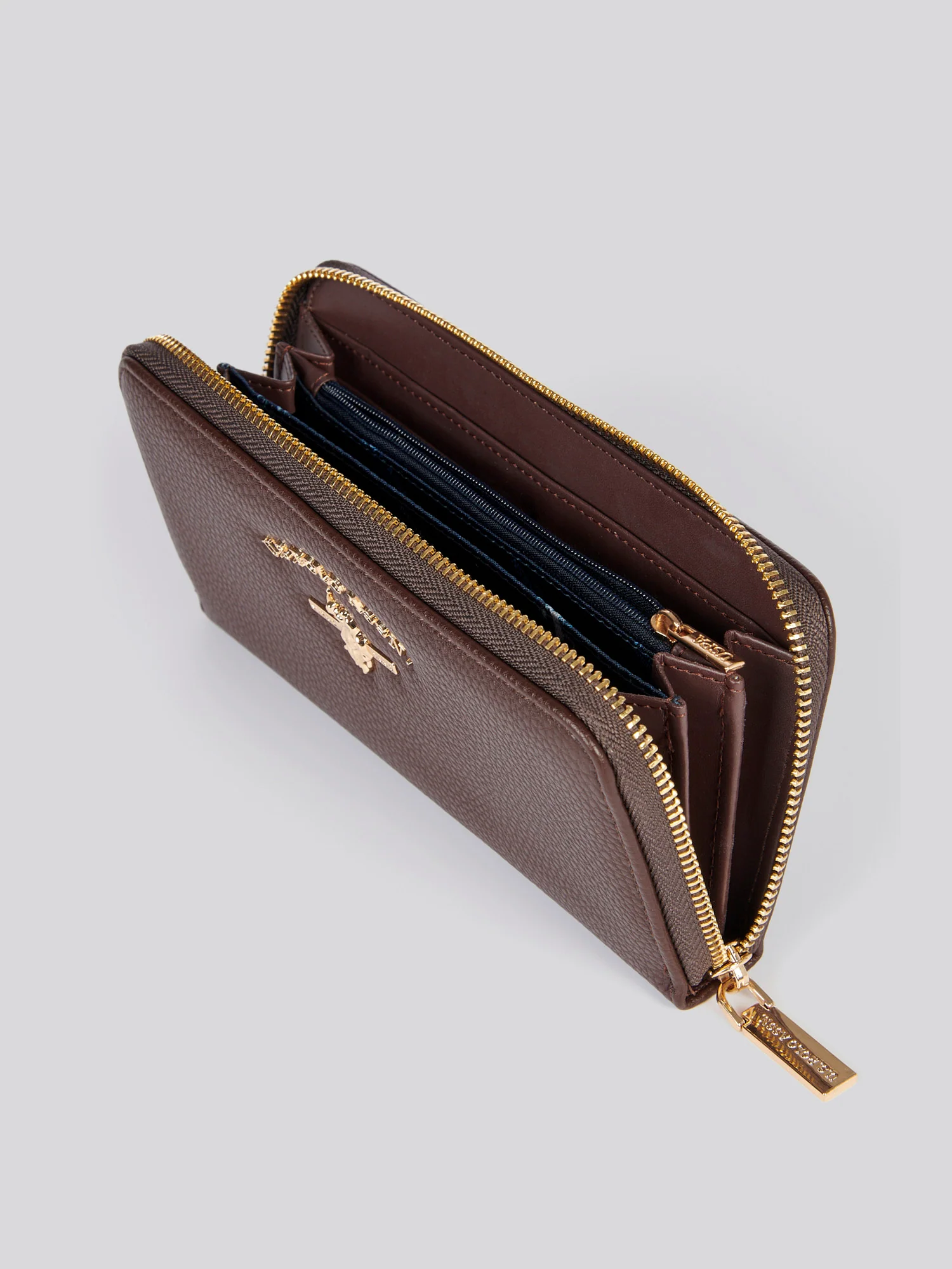 U.S. Polo Assn. Womens Stanford Large Zip Around Wallet in Dark Brown - Image 4