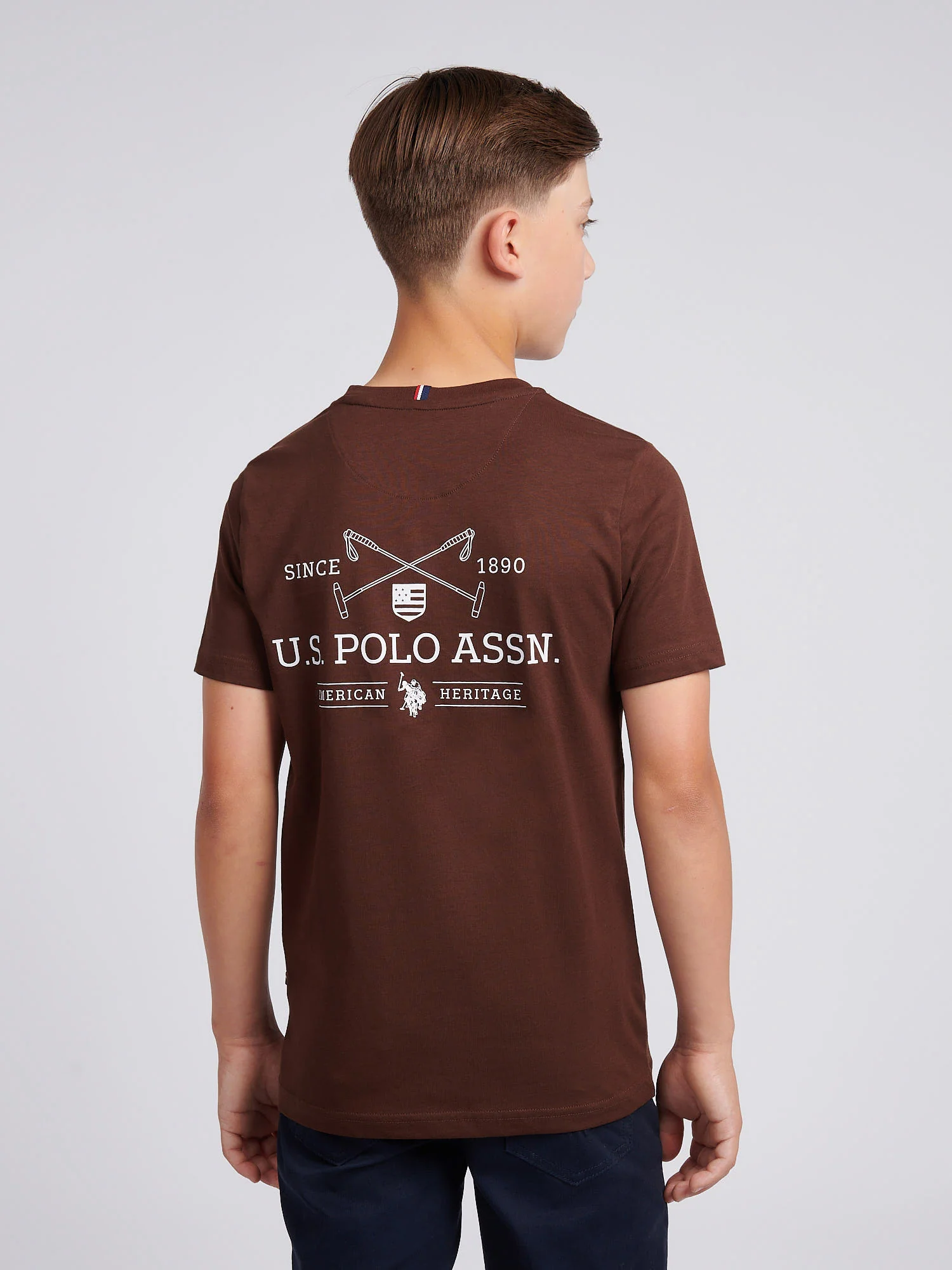 Boys USPA Back Graphic T-Shirt in Chocolate Martini - Image 4
