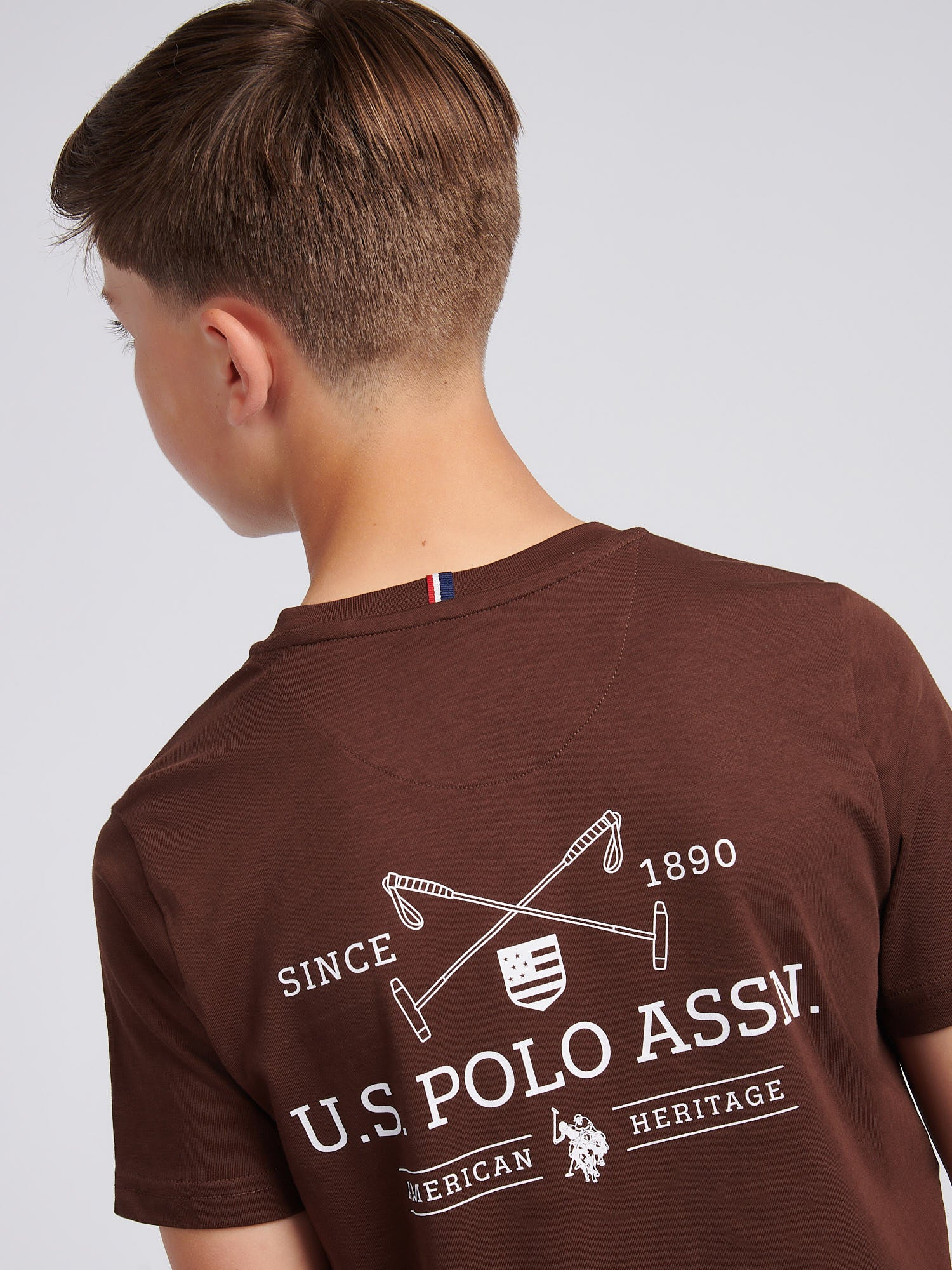 Boys USPA Back Graphic T-Shirt in Chocolate Martini - Image 5