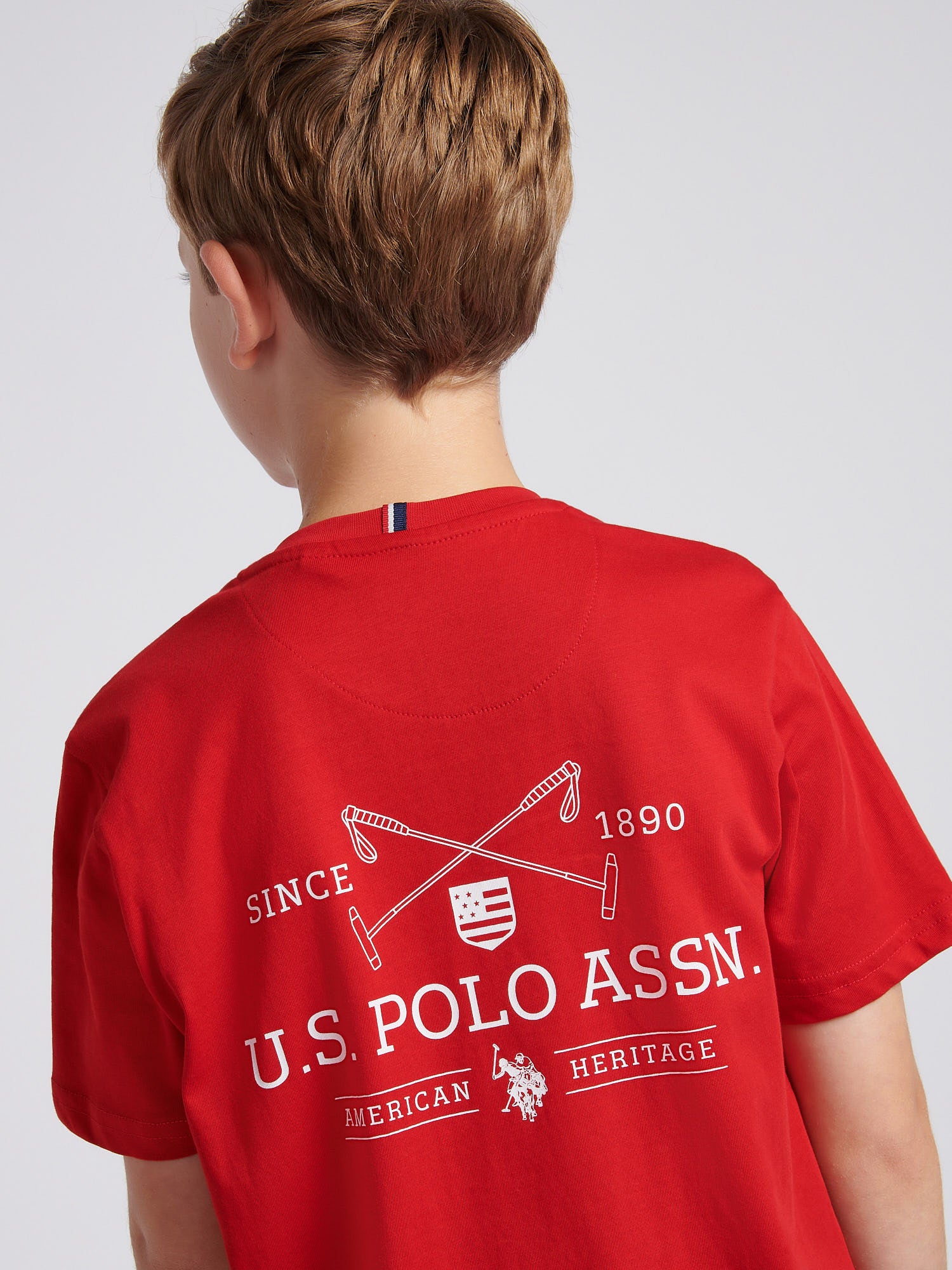 Boys USPA Back Graphic T-Shirt in Haute Red - Image 5