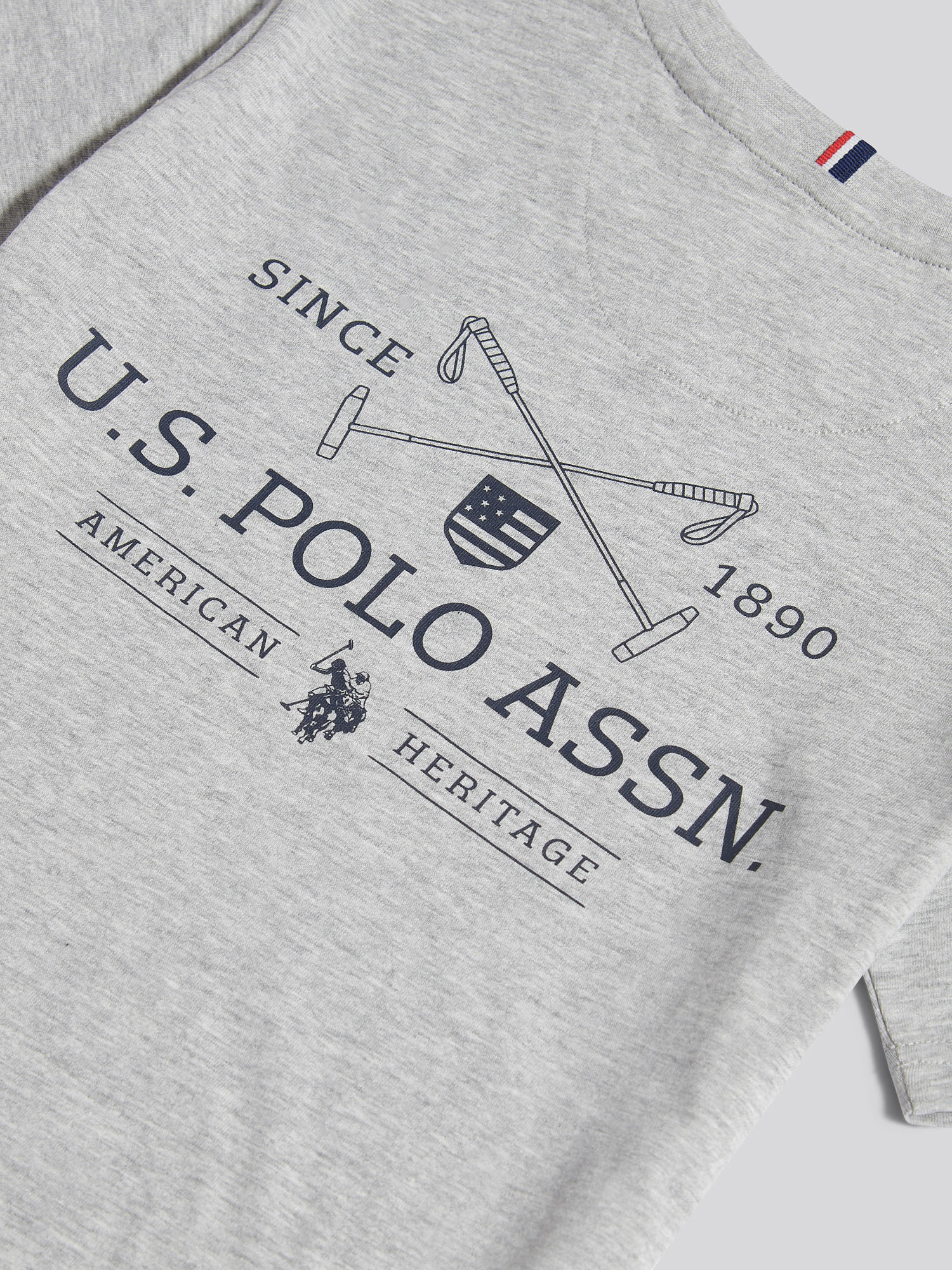 Boys USPA Back Graphic T-Shirt in Mid Grey Marl - Image 10