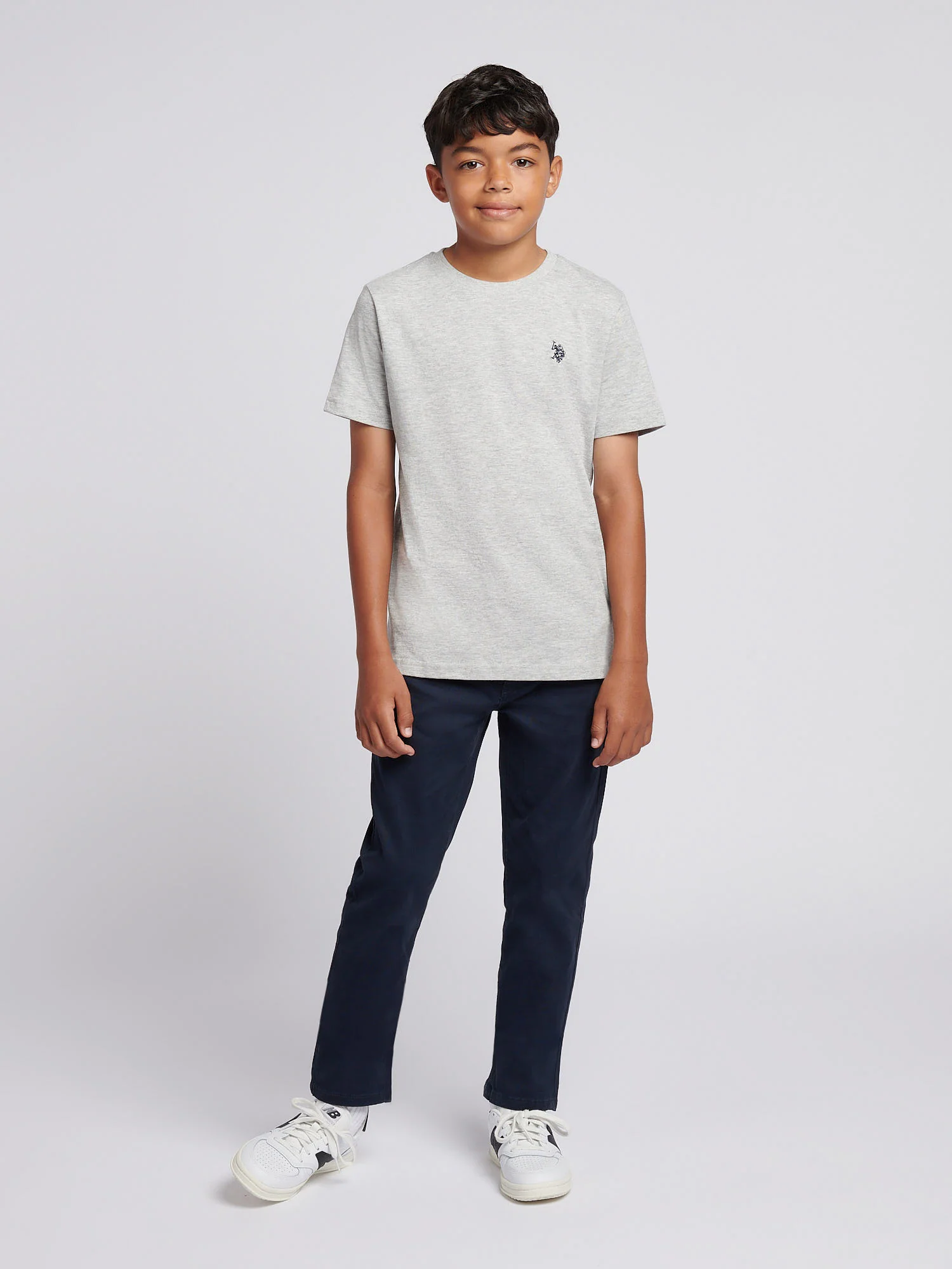 Boys USPA Back Graphic T-Shirt in Mid Grey Marl - Image 3