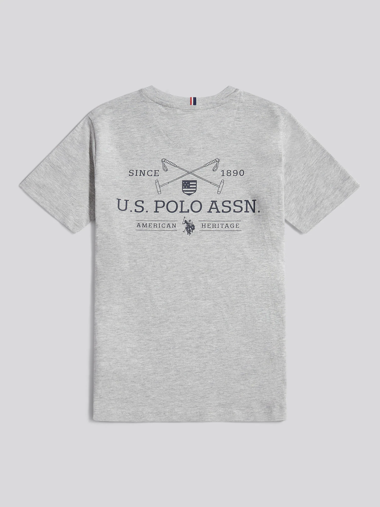 Boys USPA Back Graphic T-Shirt in Mid Grey Marl - Image 8