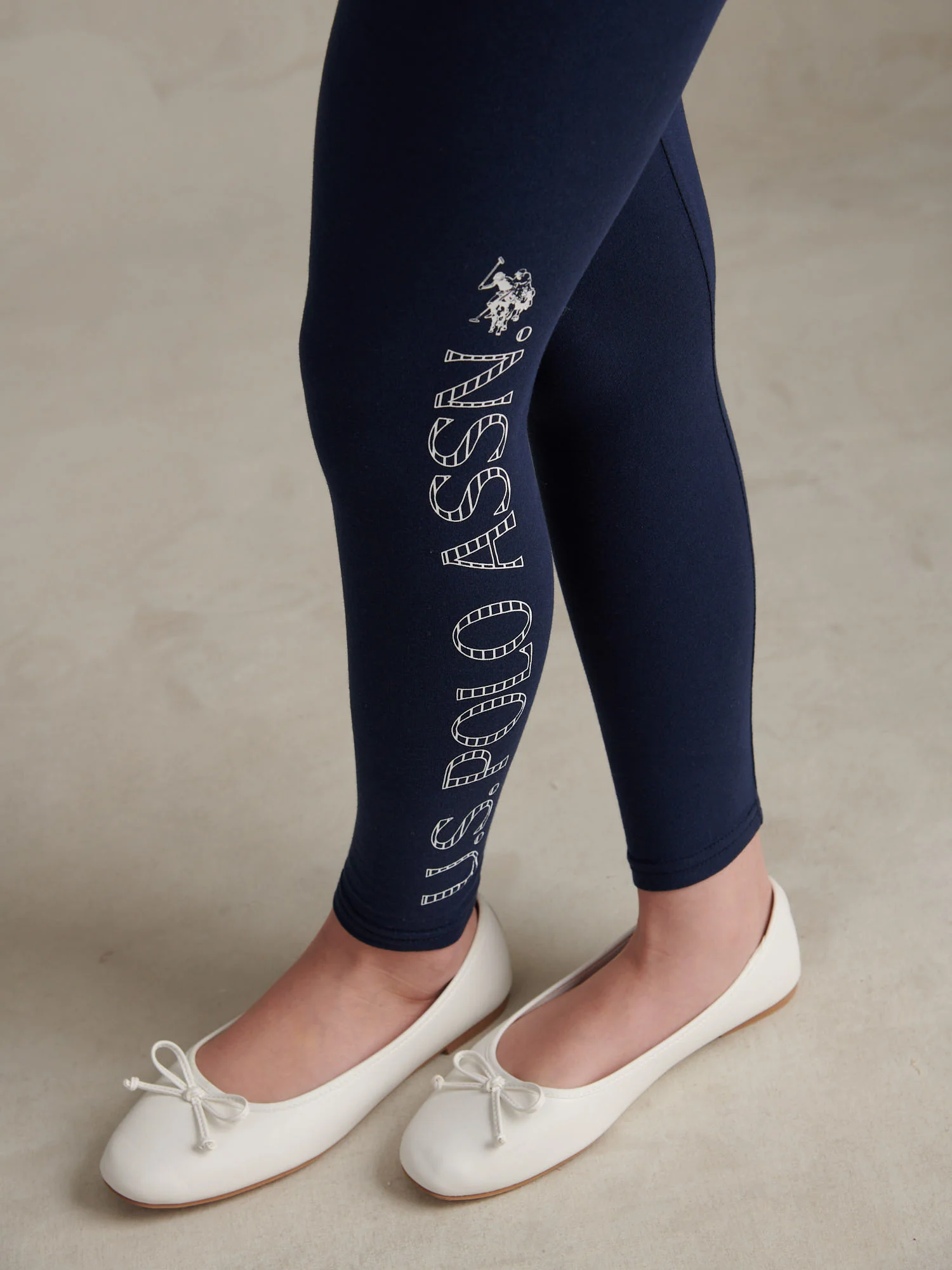 Girls Branded Jersey Leggings Navy Iris - Image 2