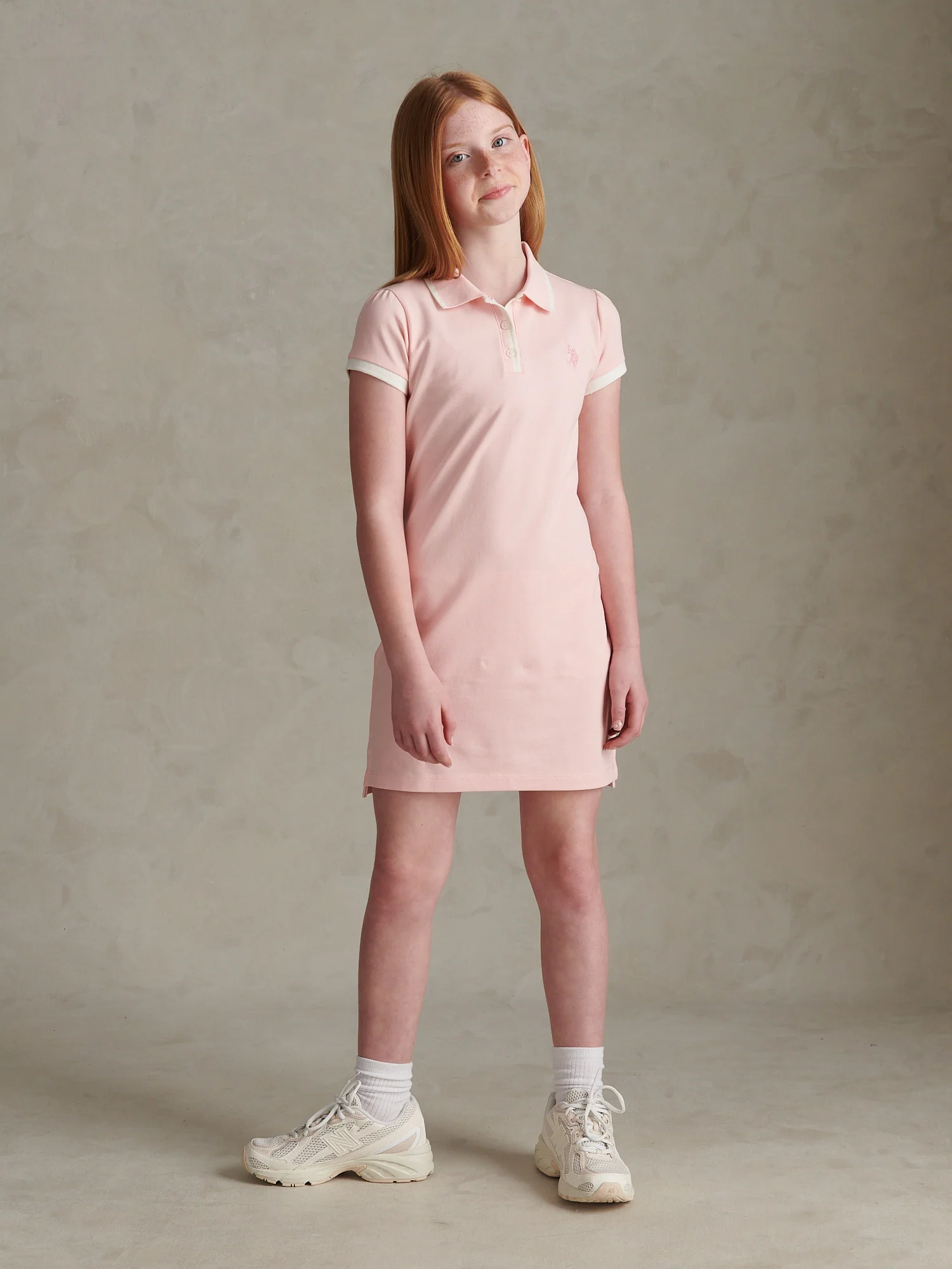 Girls Cap Sleeve Polo Dress Crystal Rose