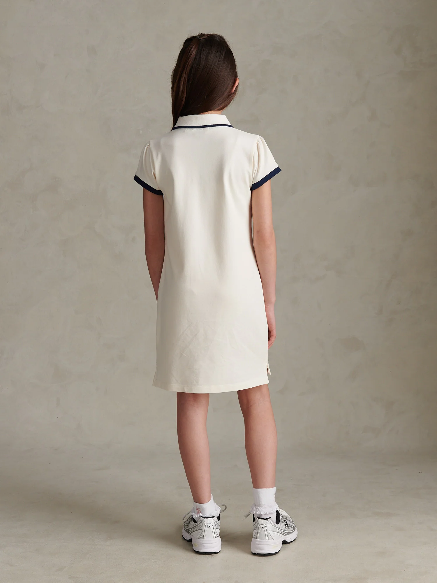 Girls Cap Sleeve Polo Dress Marshmallow - Image 3