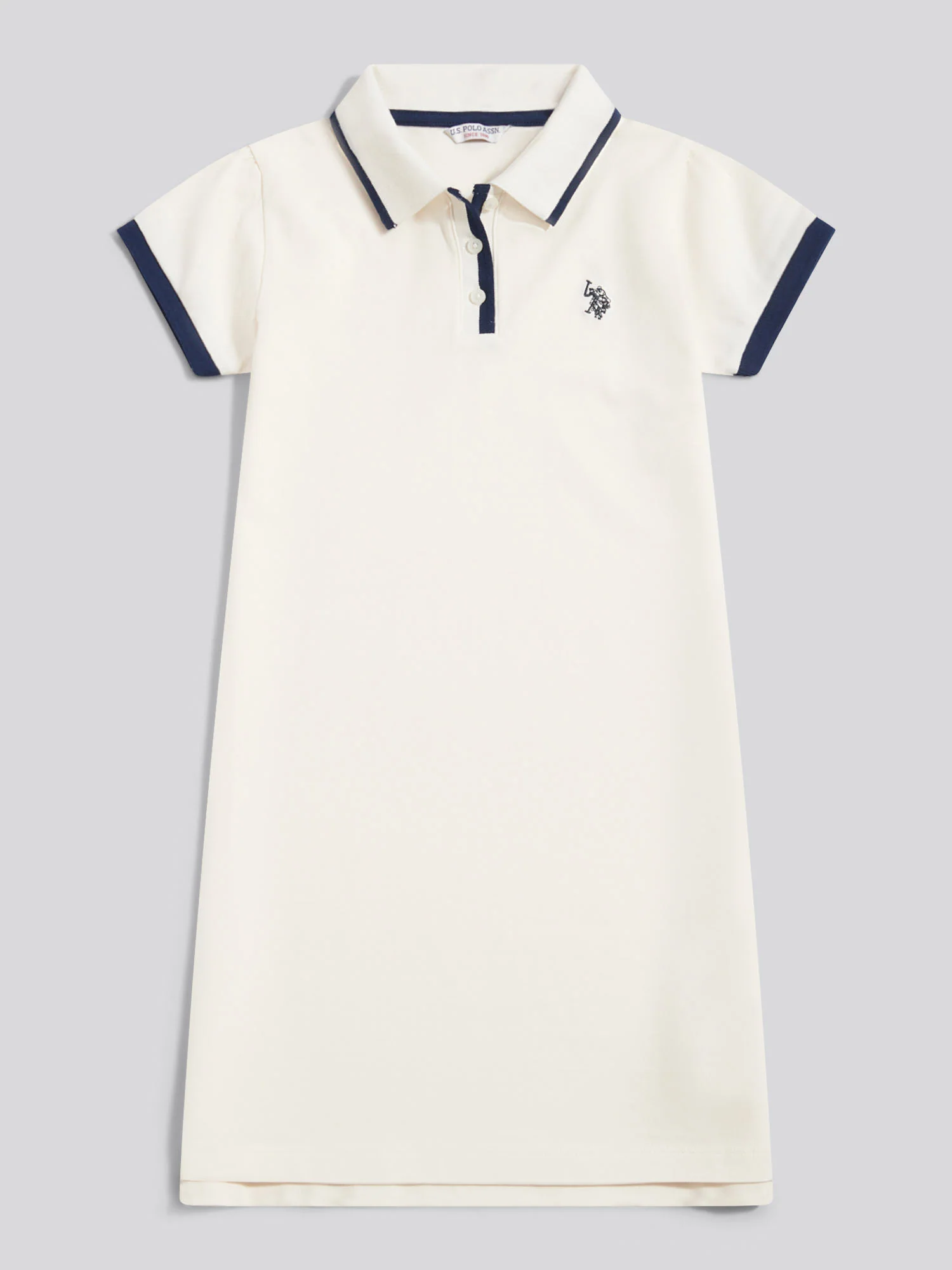 Girls Cap Sleeve Polo Dress Marshmallow - Image 5