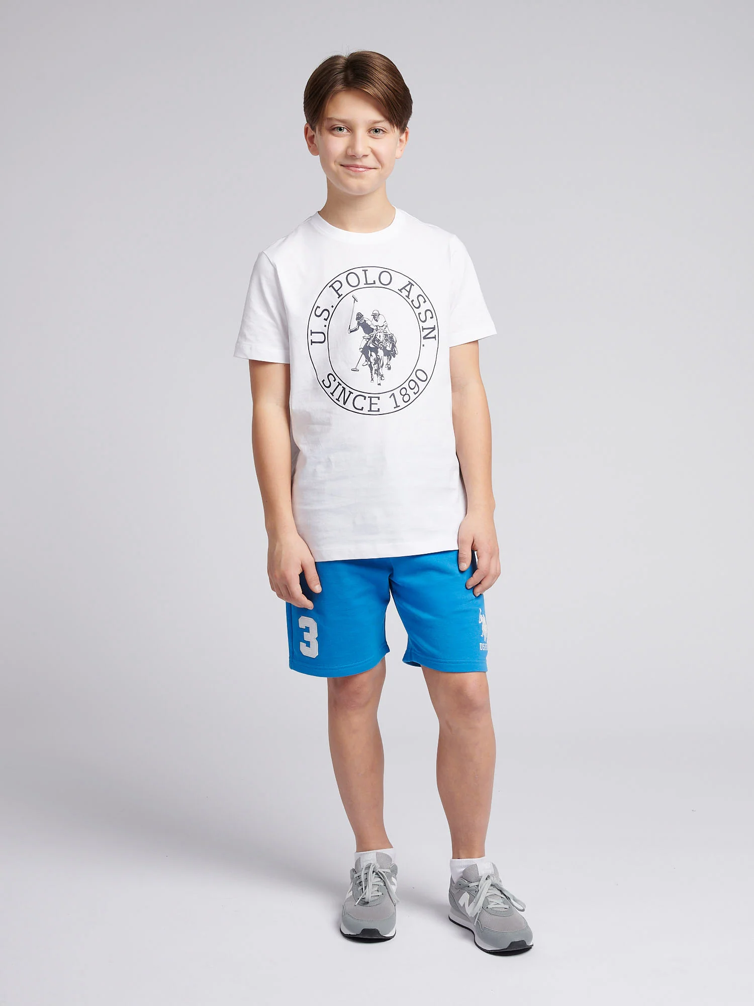 Boys USPA Circle Print T-Shirt in Bright White - Image 3