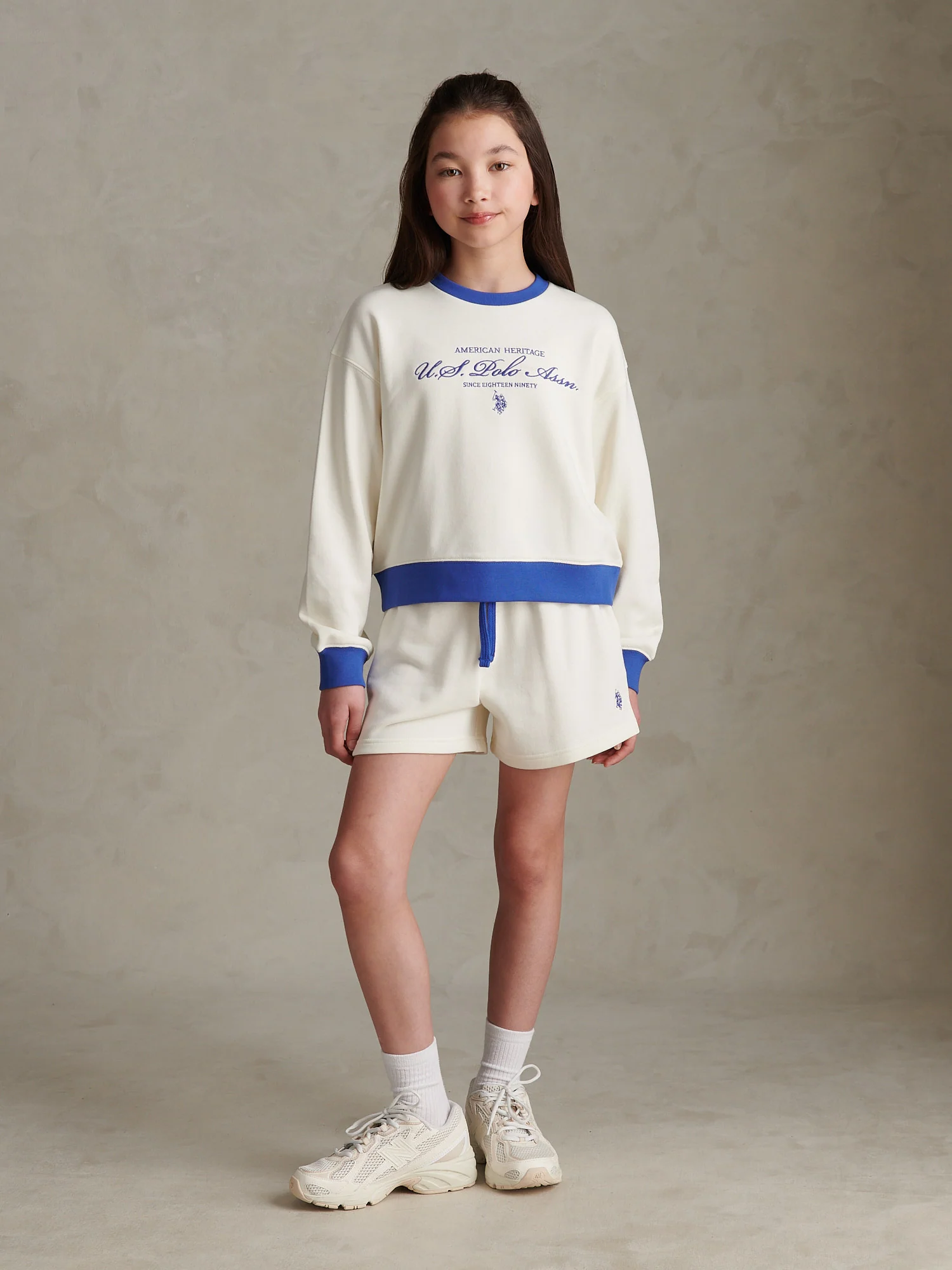 Girls Colour Block Sweat Shorts Marshmallow - Image 3