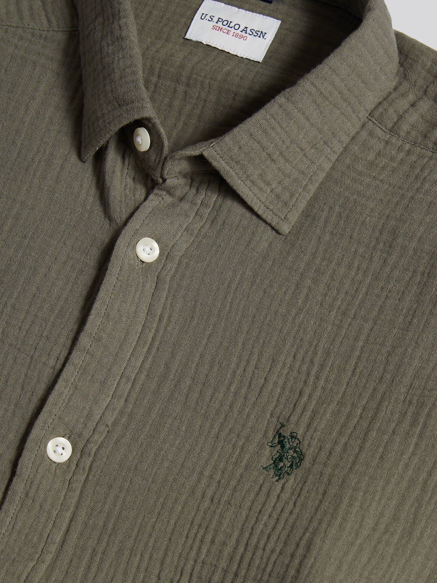 Mens Double Cloth Shirt Mulled Basil - Image 7