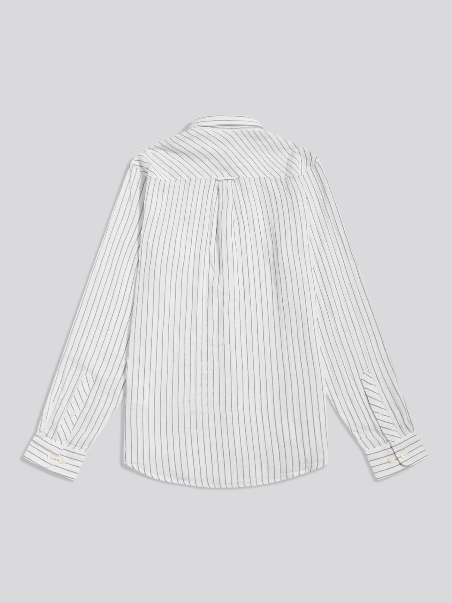 Mens Double Cloth Stripe Summer Shirt Bright White - Image 2