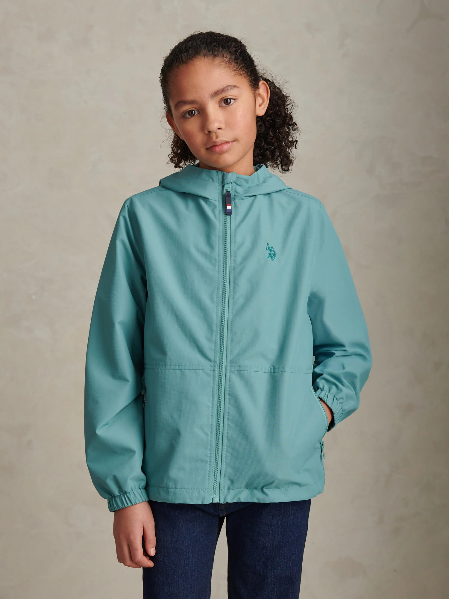 Boys Mesh Lined Hooded Windbreaker Arctic
