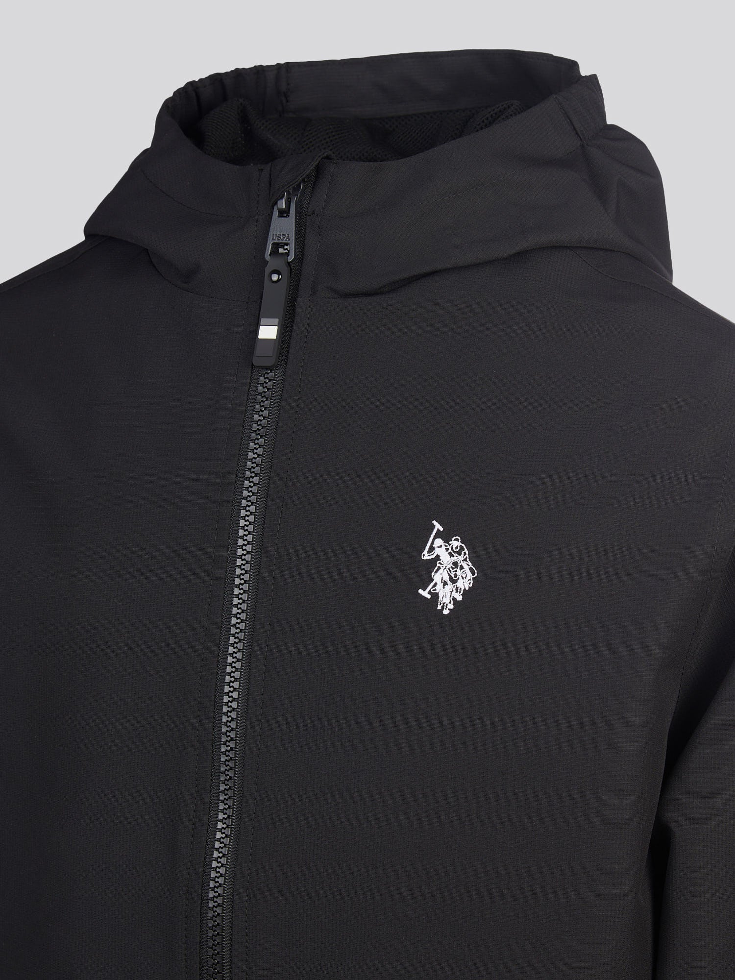 Boys Mesh Lined Hooded Windbreaker Black Bright White DHM - Image 9