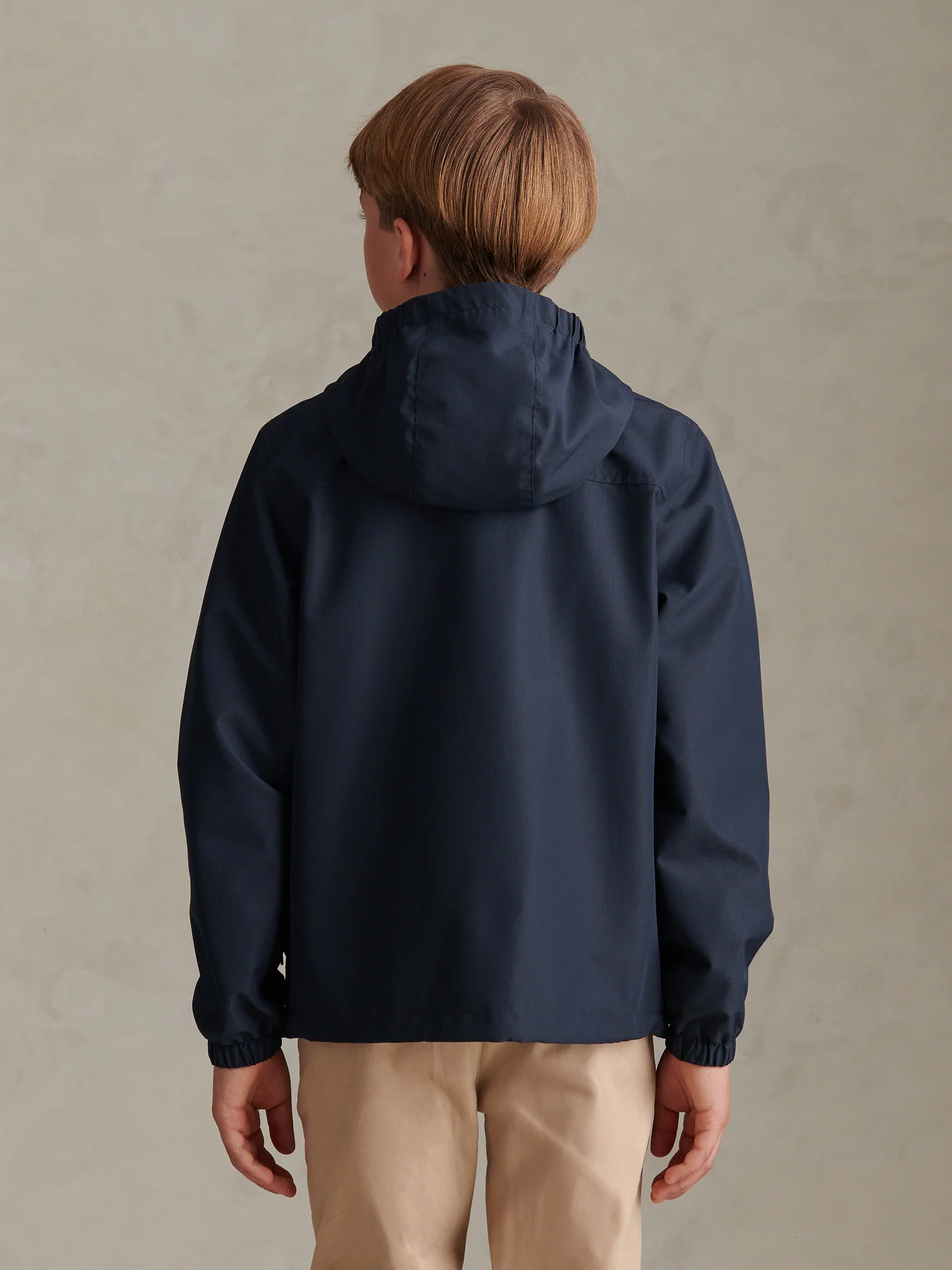Boys Mesh Lined Hooded Windbreaker Dark Sapphire Navy / Haute Red DHM - Image 4