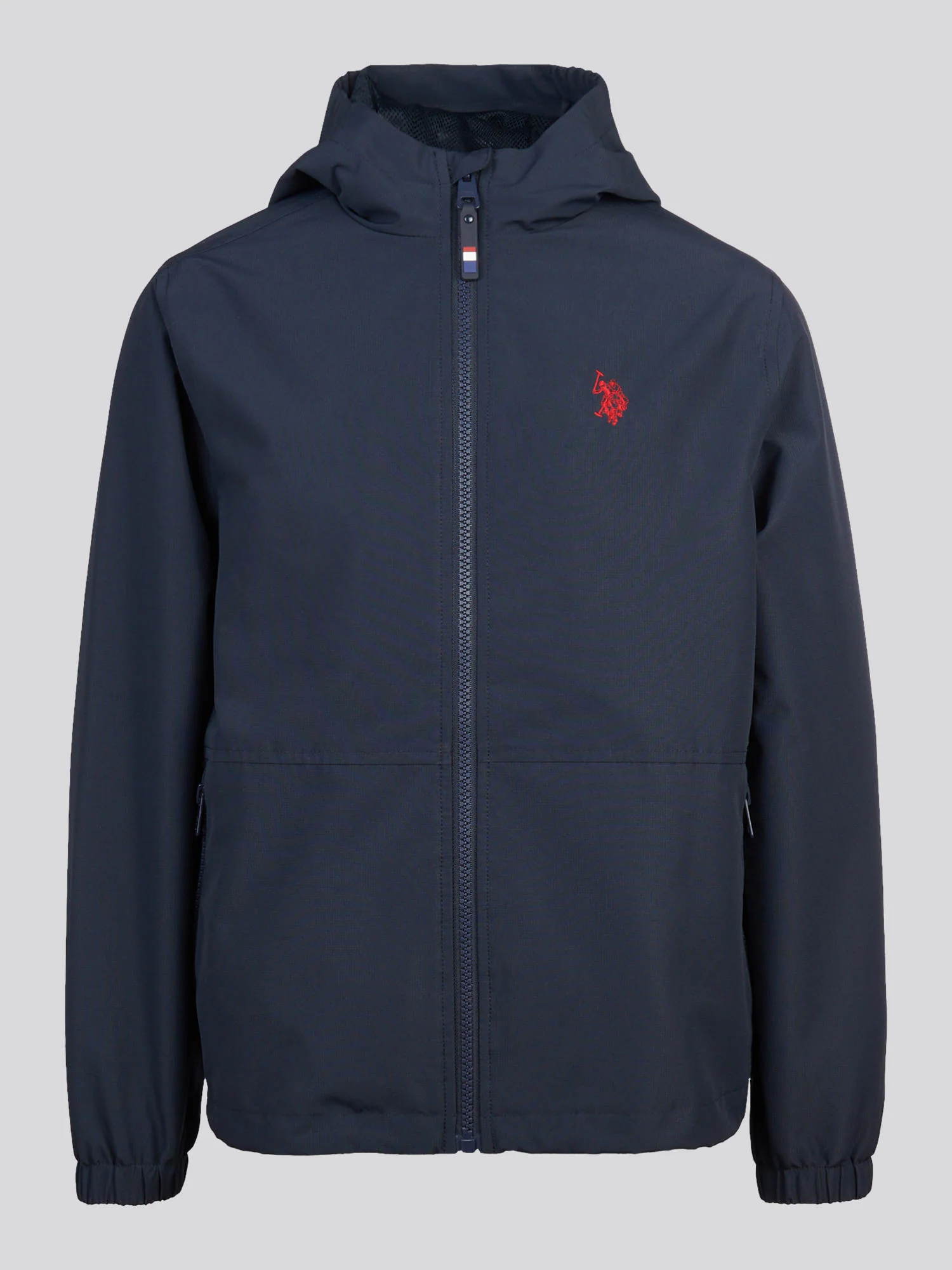 Boys Mesh Lined Hooded Windbreaker Dark Sapphire Navy / Haute Red DHM - Image 6