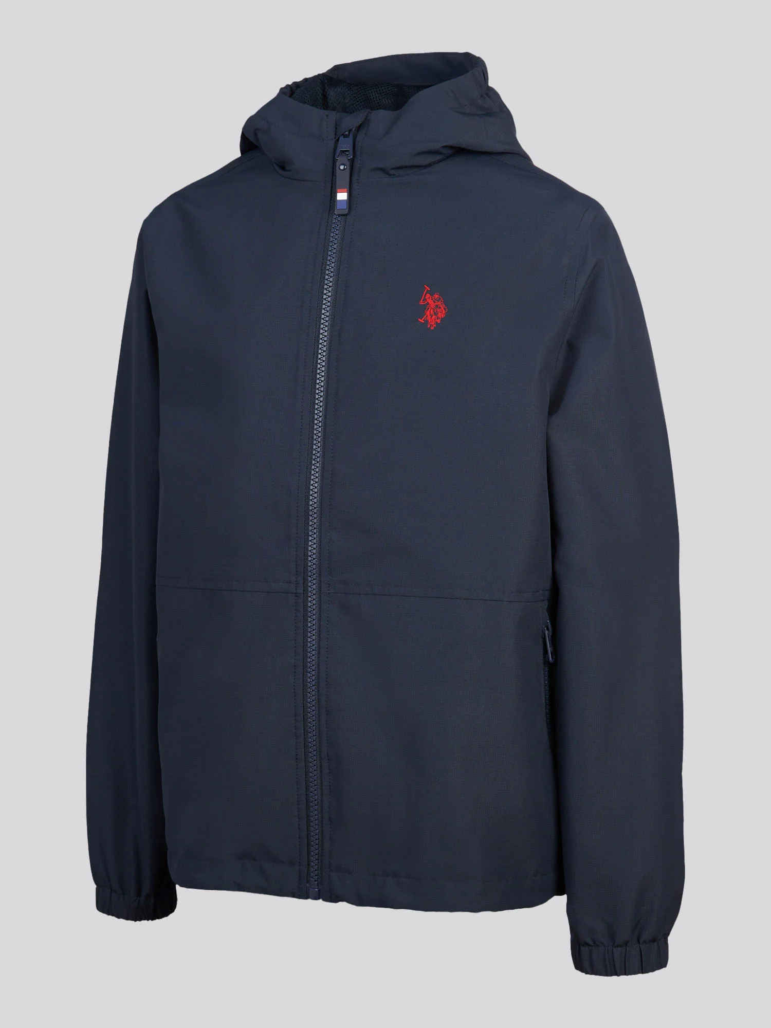 Boys Mesh Lined Hooded Windbreaker Dark Sapphire Navy / Haute Red DHM - Image 7