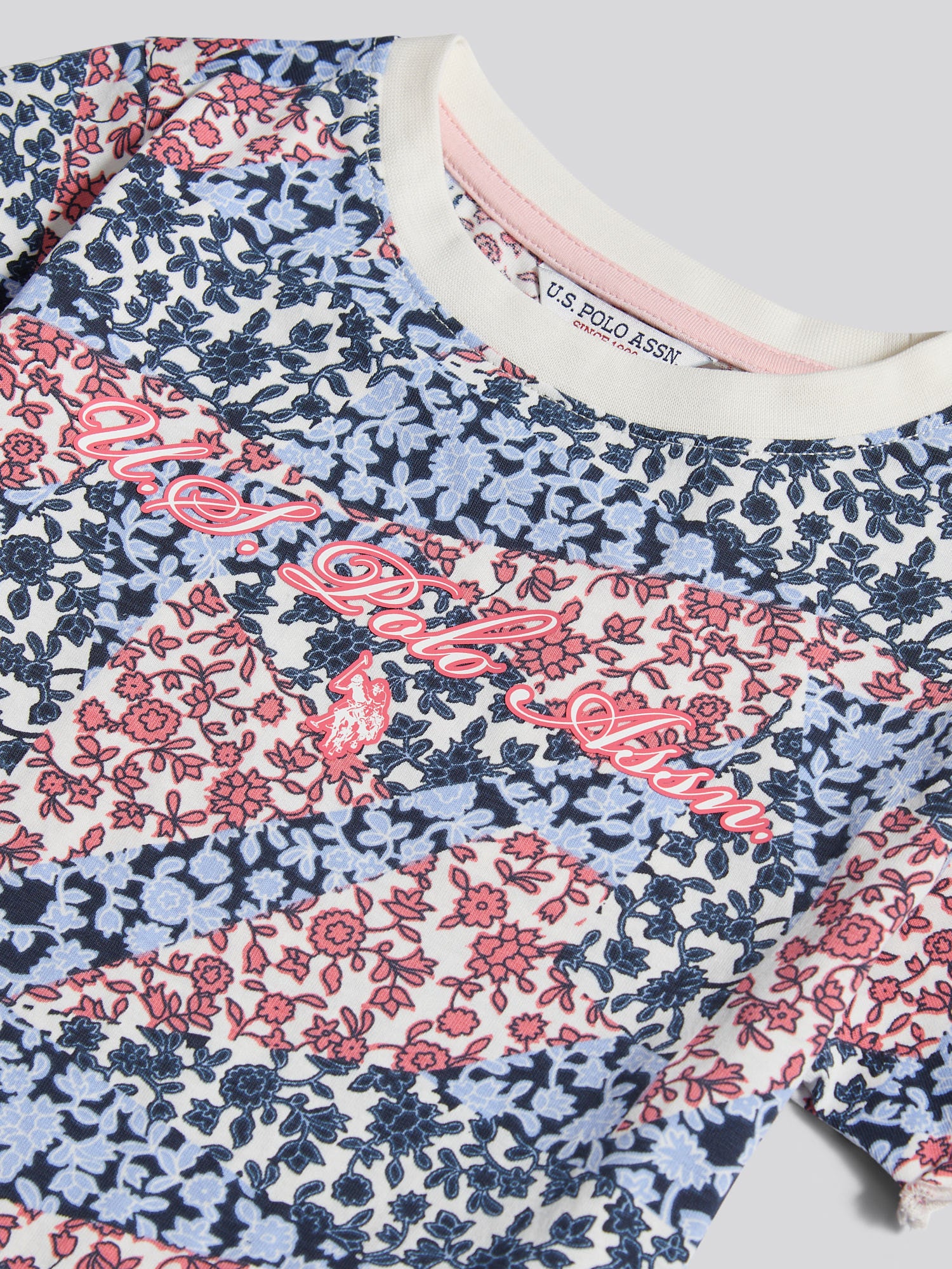 Girls Patchwork Tee & Short Set Navy Iris - Image 10
