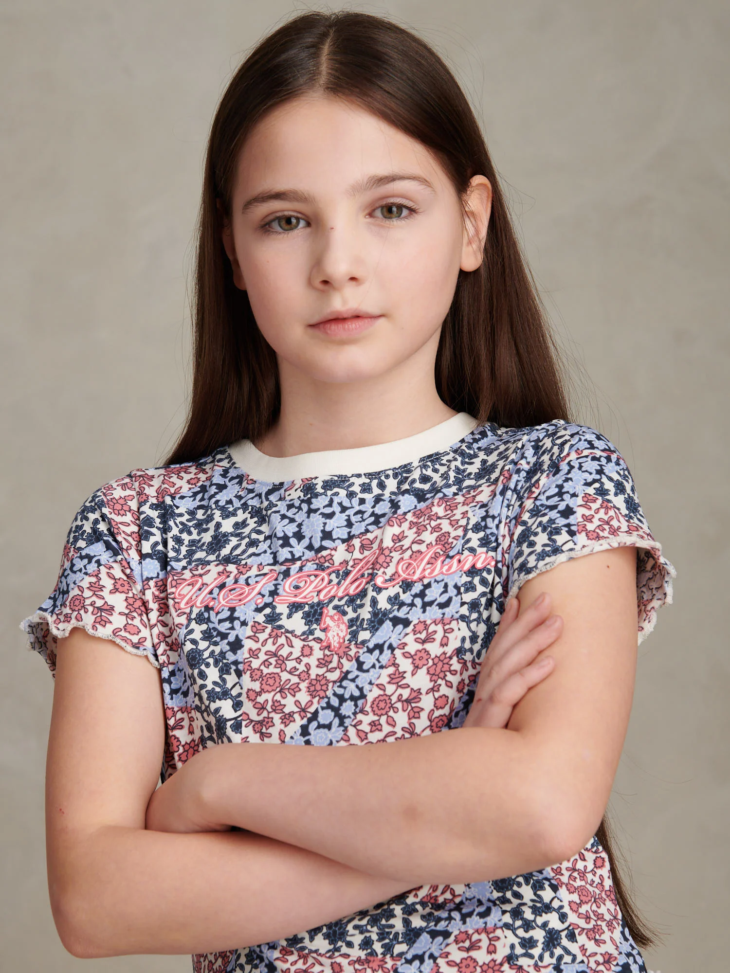 Girls Patchwork Tee & Short Set Navy Iris - Image 5