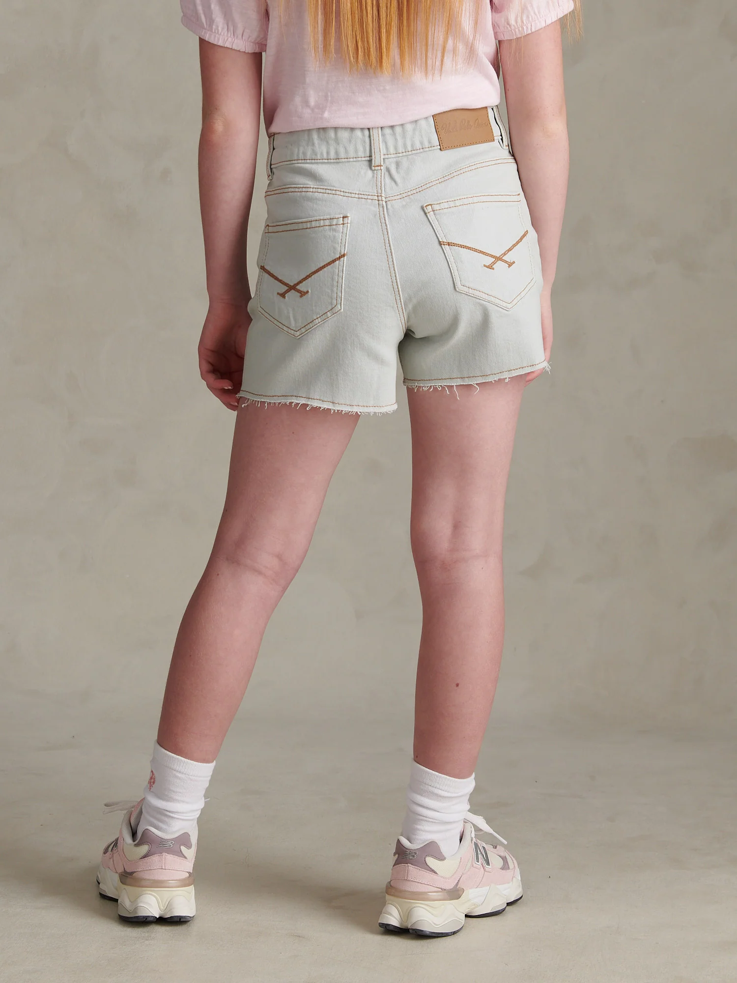 Girls Pleat Detail Denim Shorts Ice White - Image 4