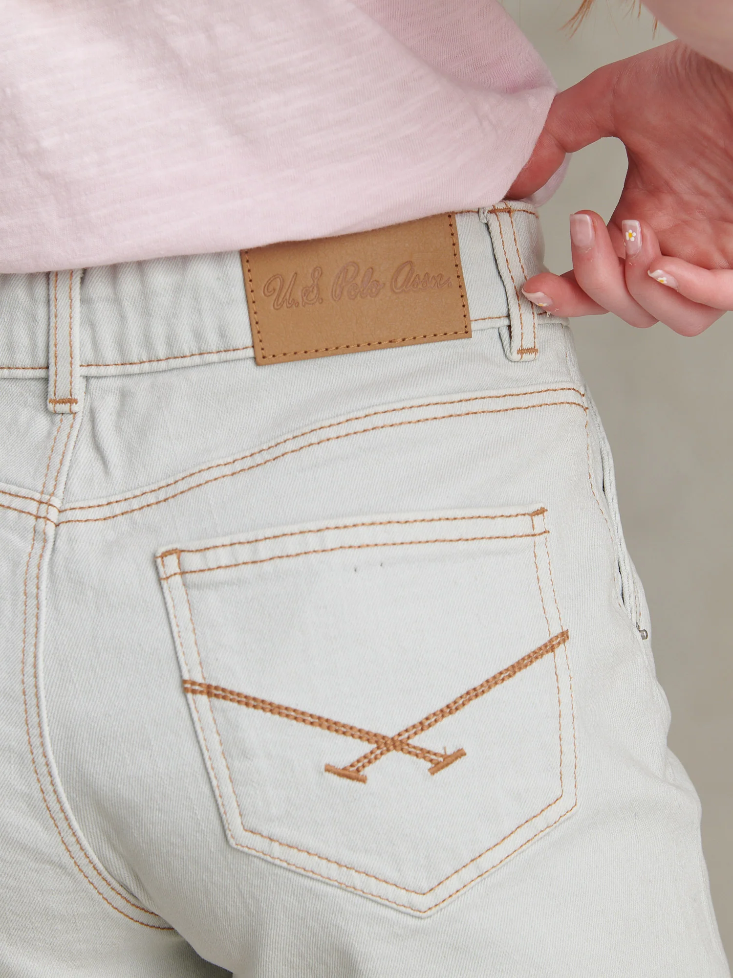 Girls Pleat Detail Denim Shorts Ice White - Image 5