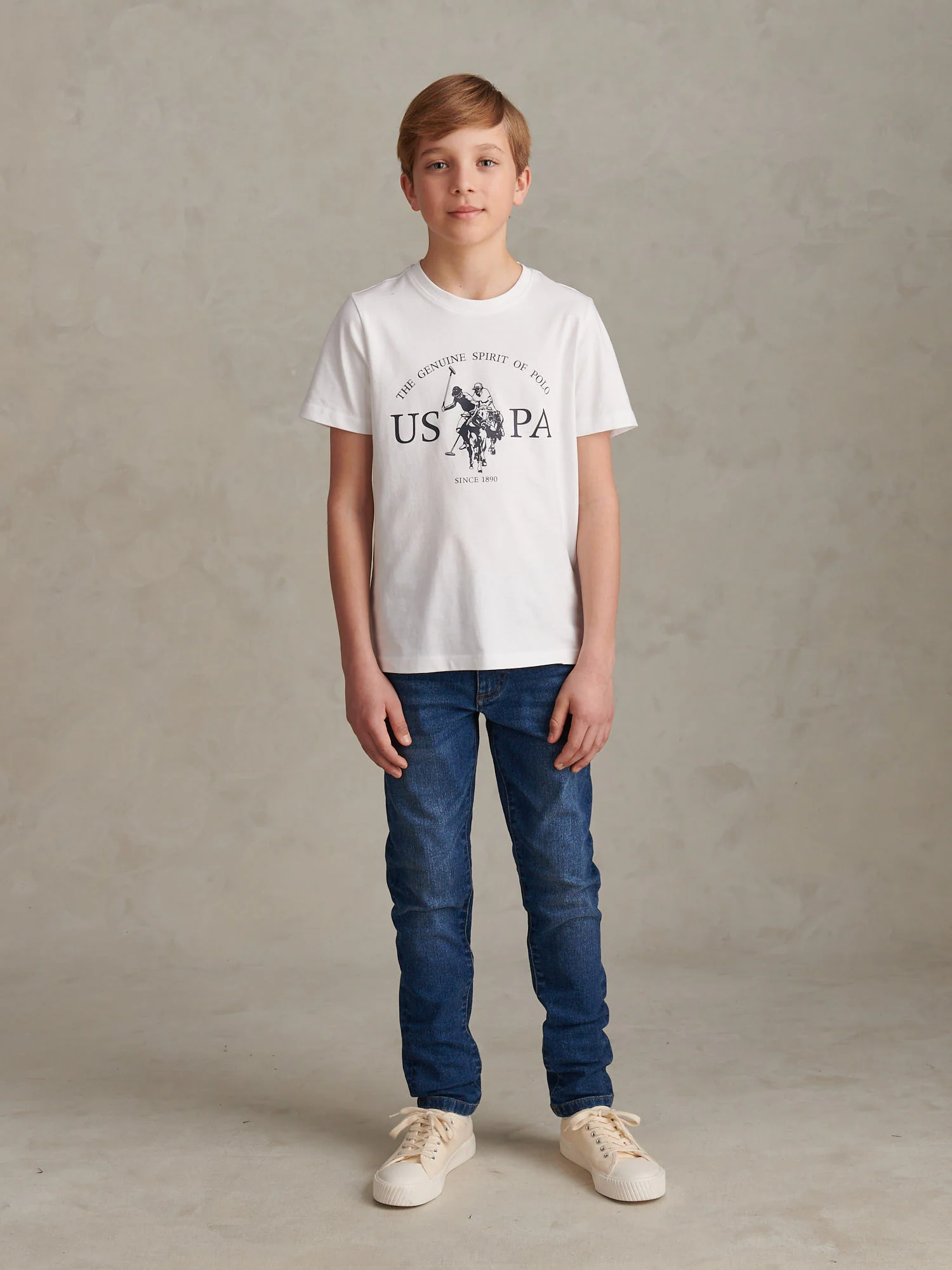 Boys USPA Print Graphic T-Shirt Bright White - Image 3