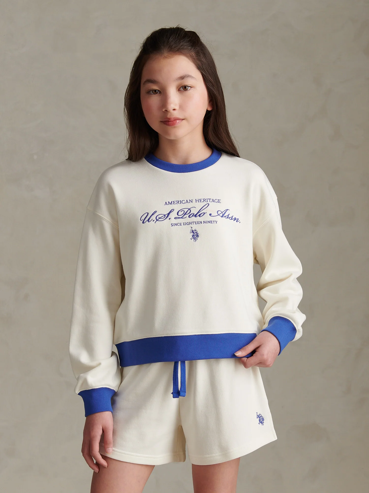 Girls Script Logo Crew Sweatshirt Marshmallow