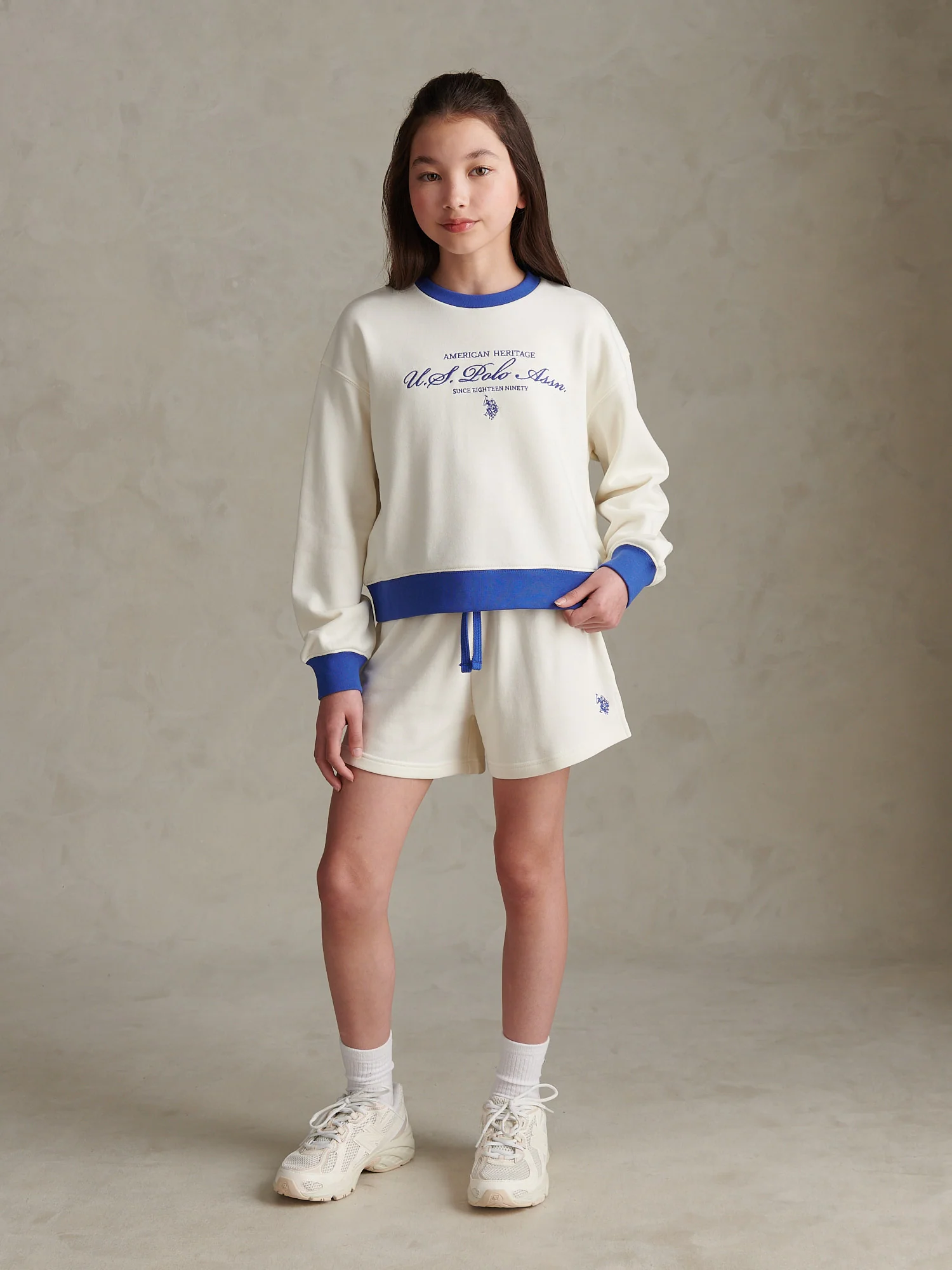 Girls Script Logo Crew Sweatshirt Marshmallow - Image 3