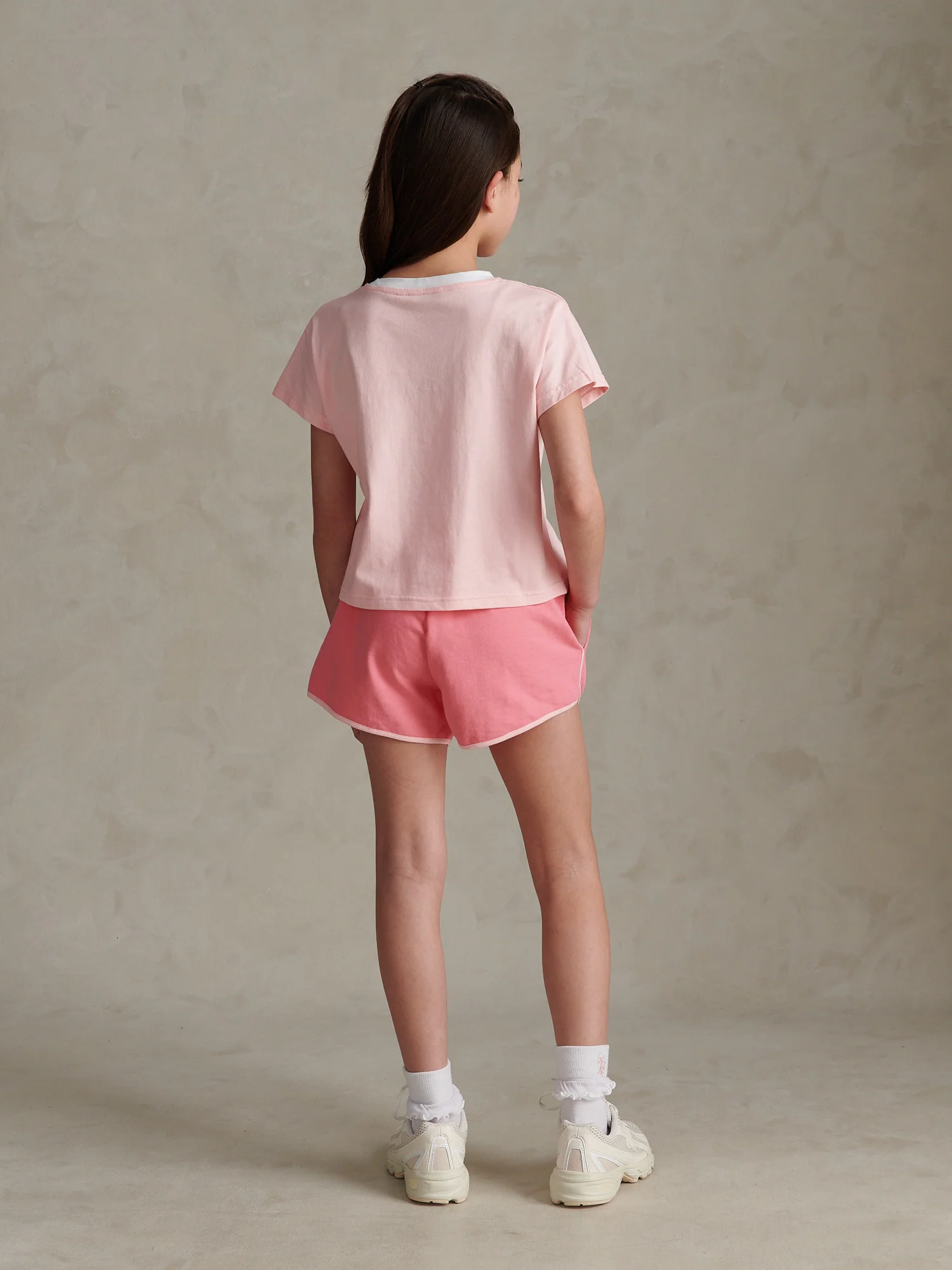Girls Script Graphic T-Shirt & Sweat Short Set Bubblegum - Image 3