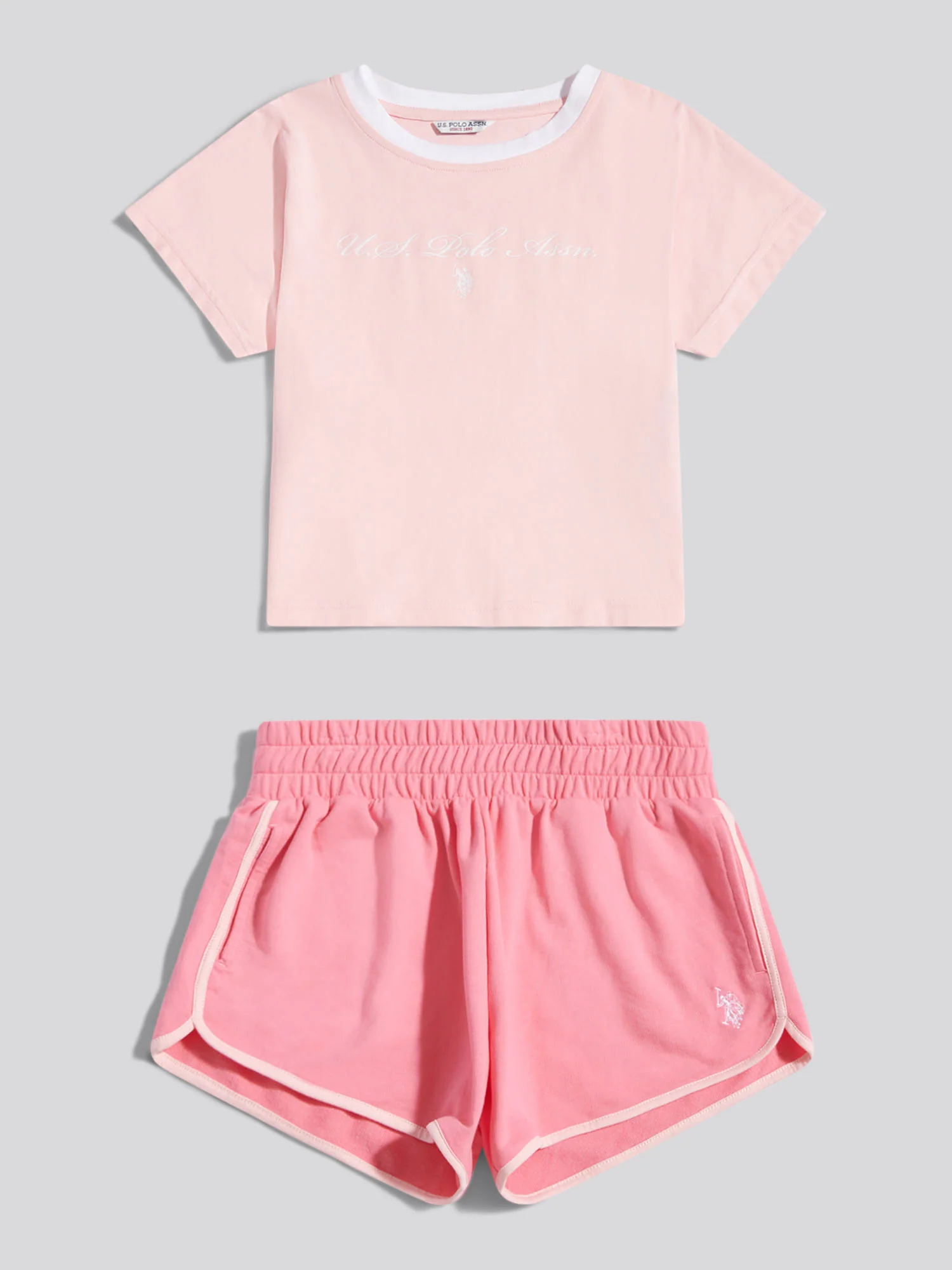 Girls Script Graphic T-Shirt & Sweat Short Set Bubblegum - Image 5