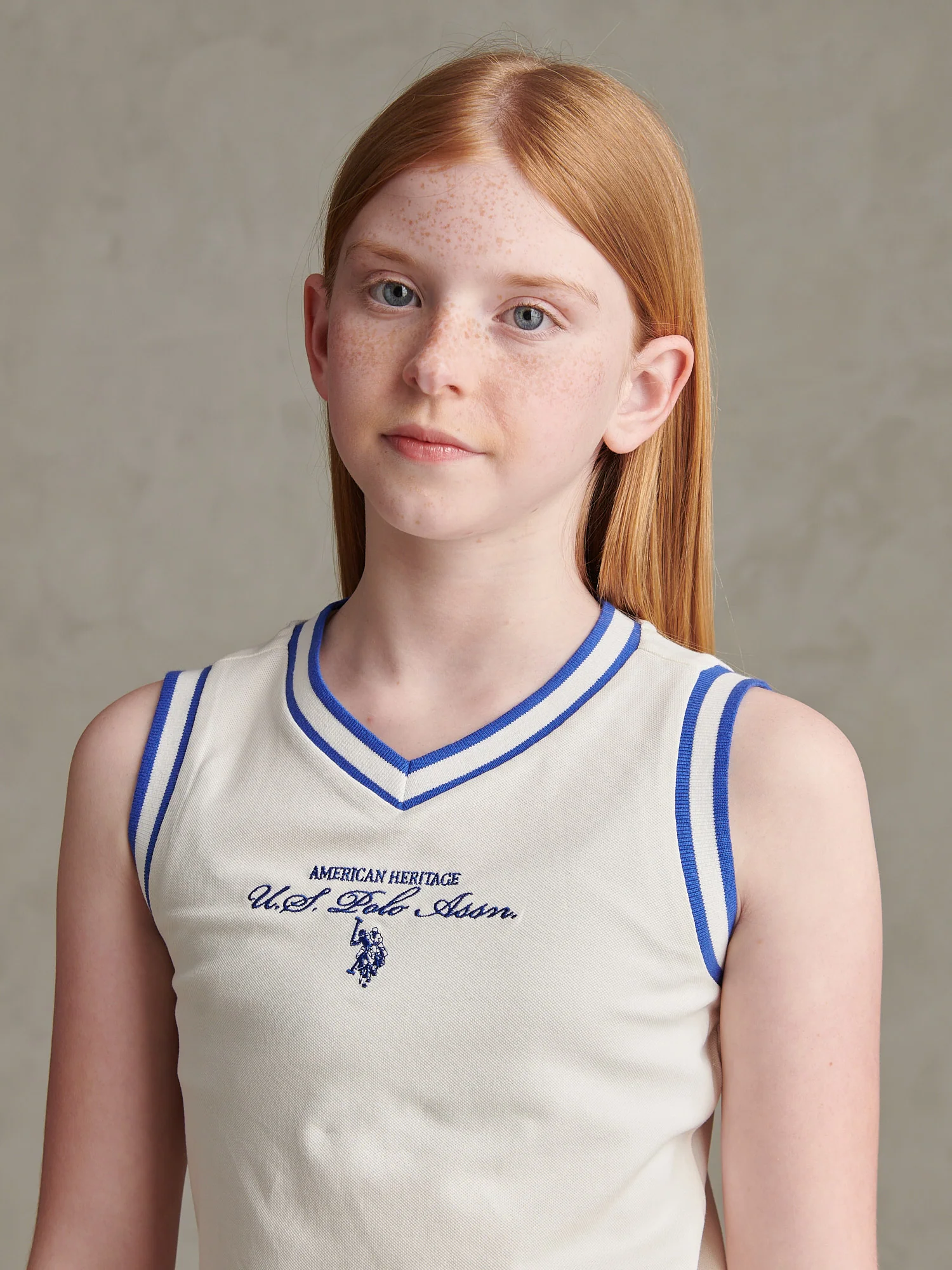Girls Script V-Neck Polo Dress Marshmallow - Image 2