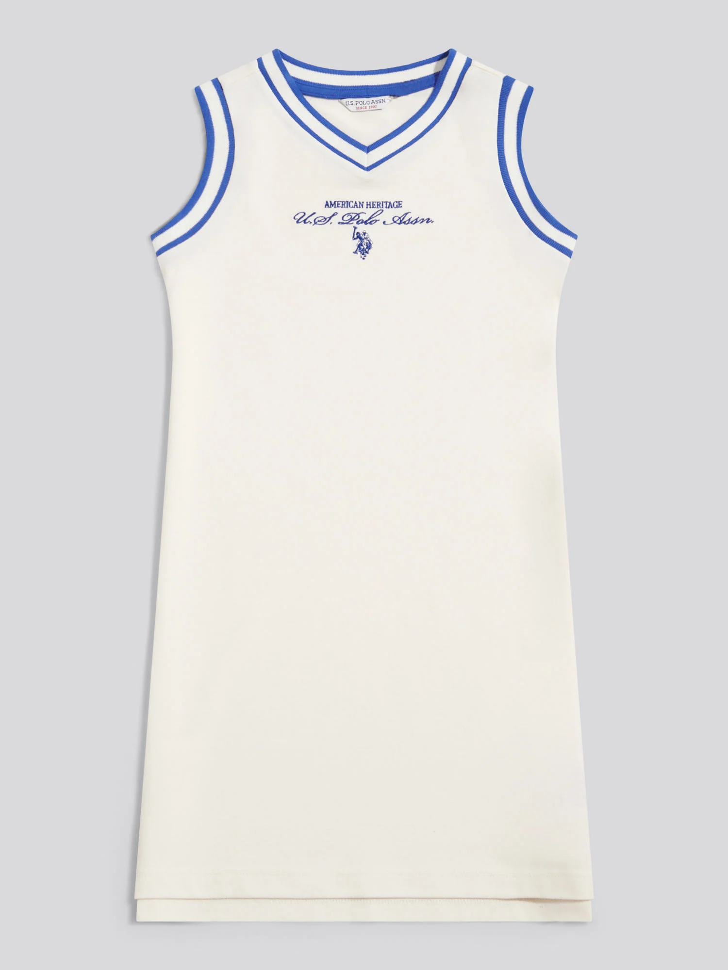 Girls Script V-Neck Polo Dress Marshmallow - Image 5
