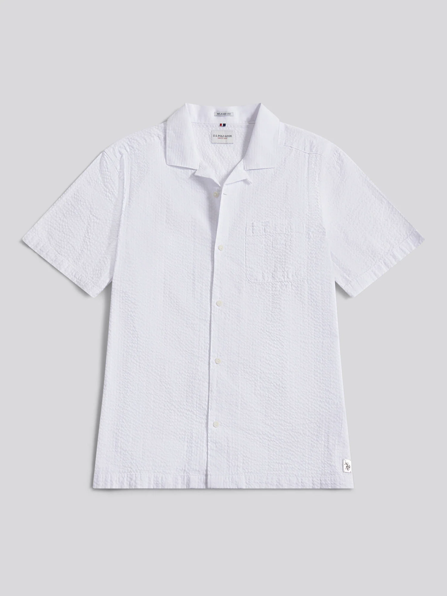Mens Seersucker Revere Short Sleeve Shirt Bright White - Image 5