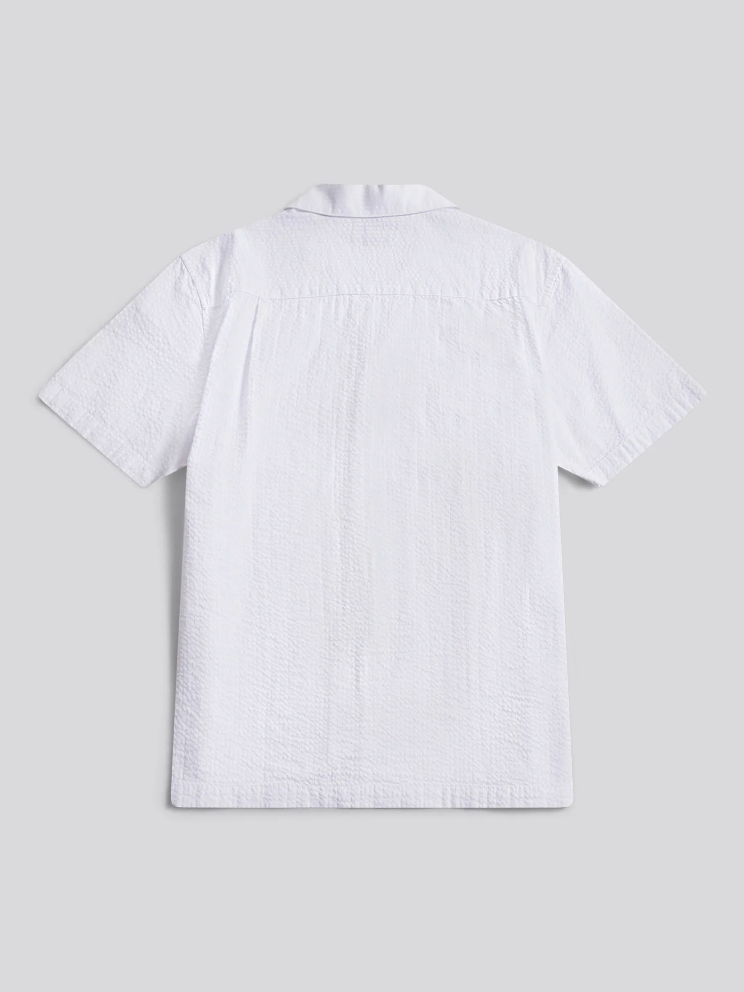Mens Seersucker Revere Short Sleeve Shirt Bright White - Image 6