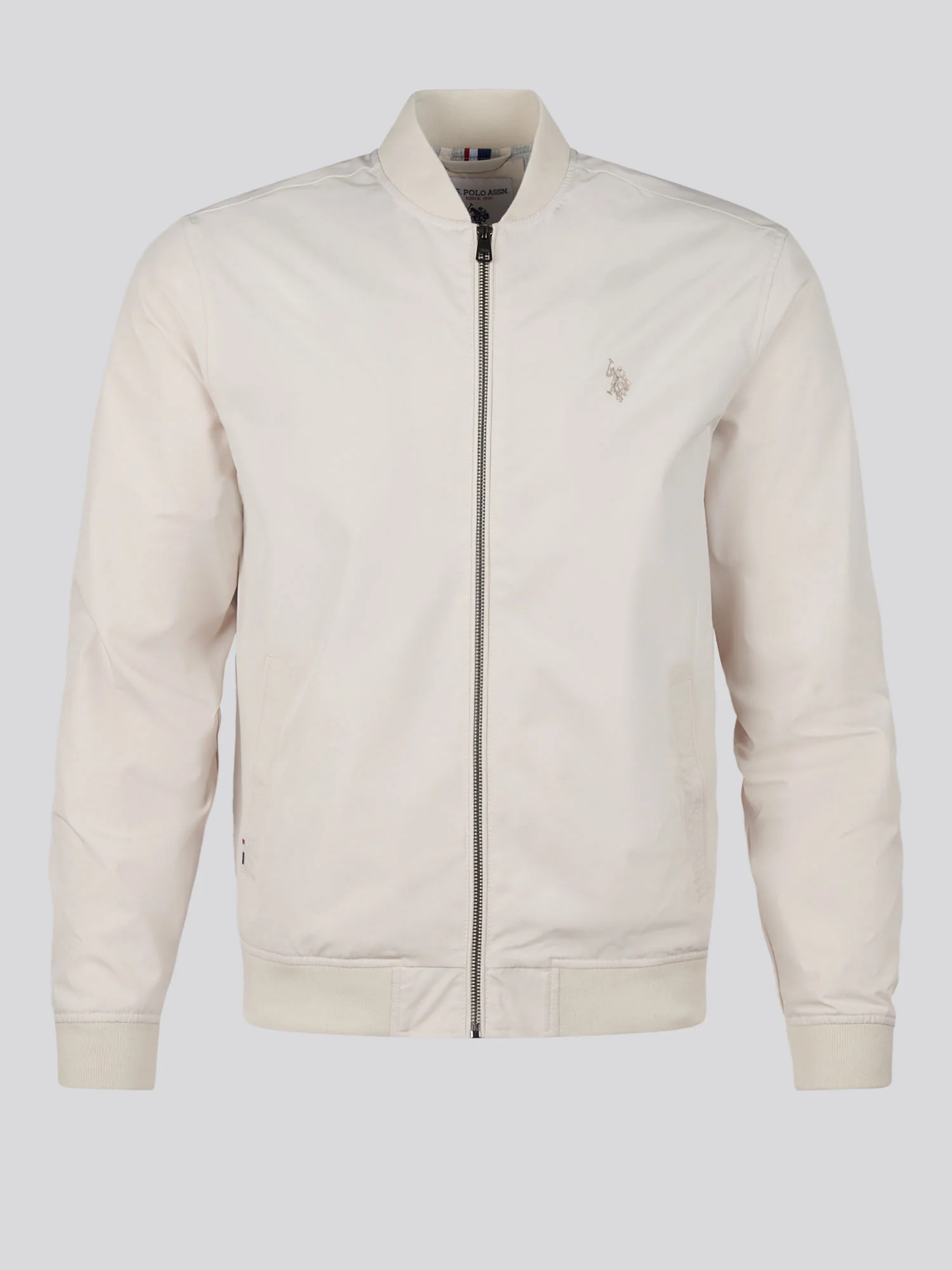 Mens Jersey Lined Smart Bomber Jacket Beige - Image 6