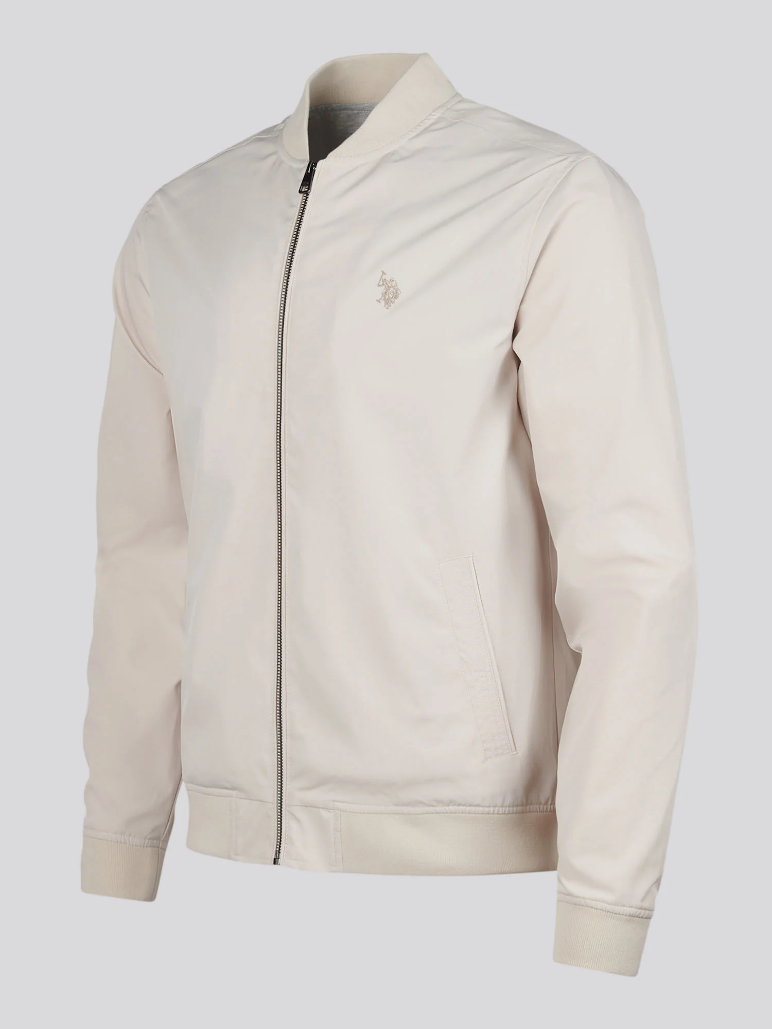 Mens Jersey Lined Smart Bomber Jacket Beige - Image 7