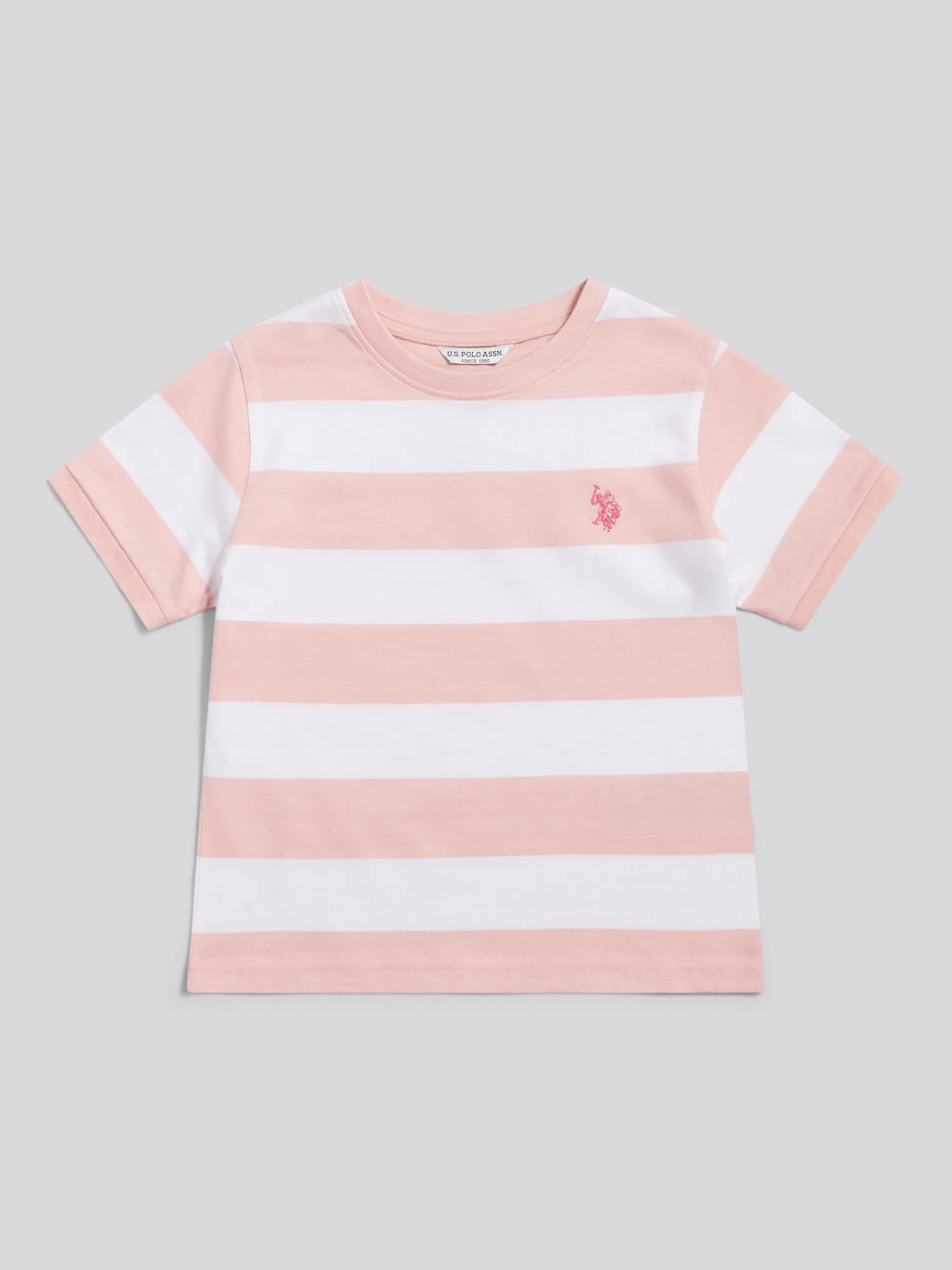 Girls Stripe Logo T-Shirt Crystal Rose - Image 5